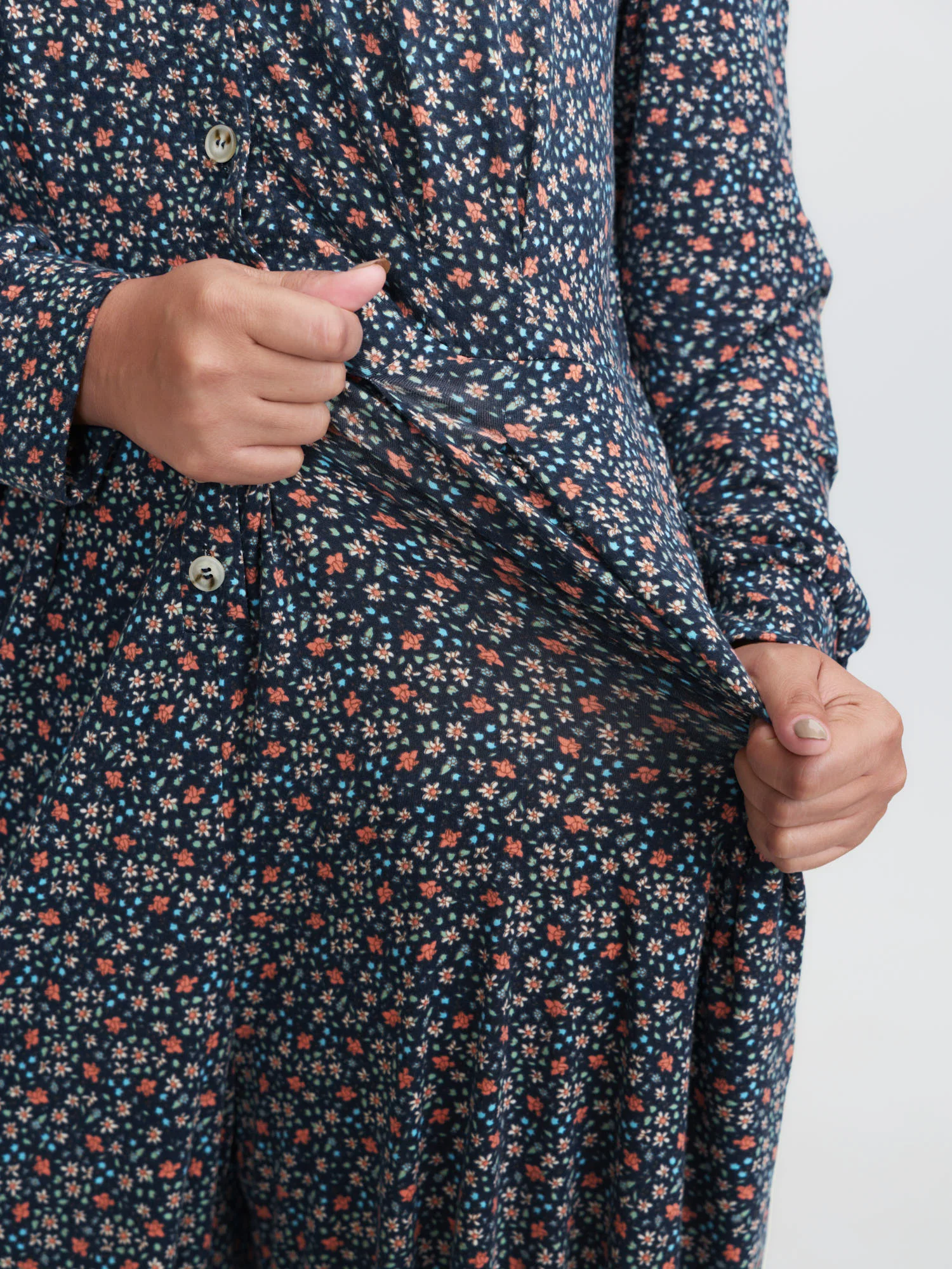 Floral Print V-Neck Button Front Lounge Jumpsuit - Image 4