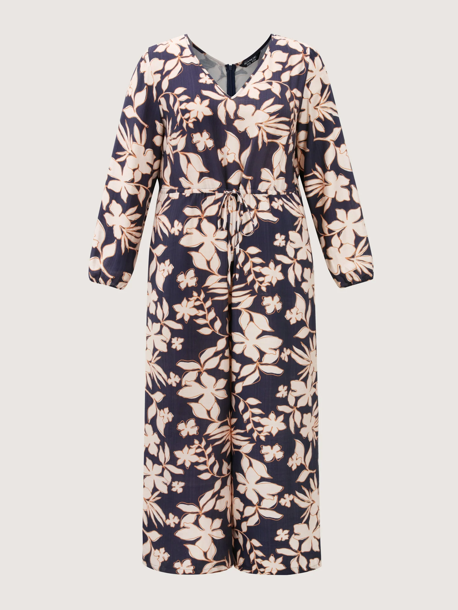 Floral Print V-Neck Drawstring Waist Jumpsuit - Image 7