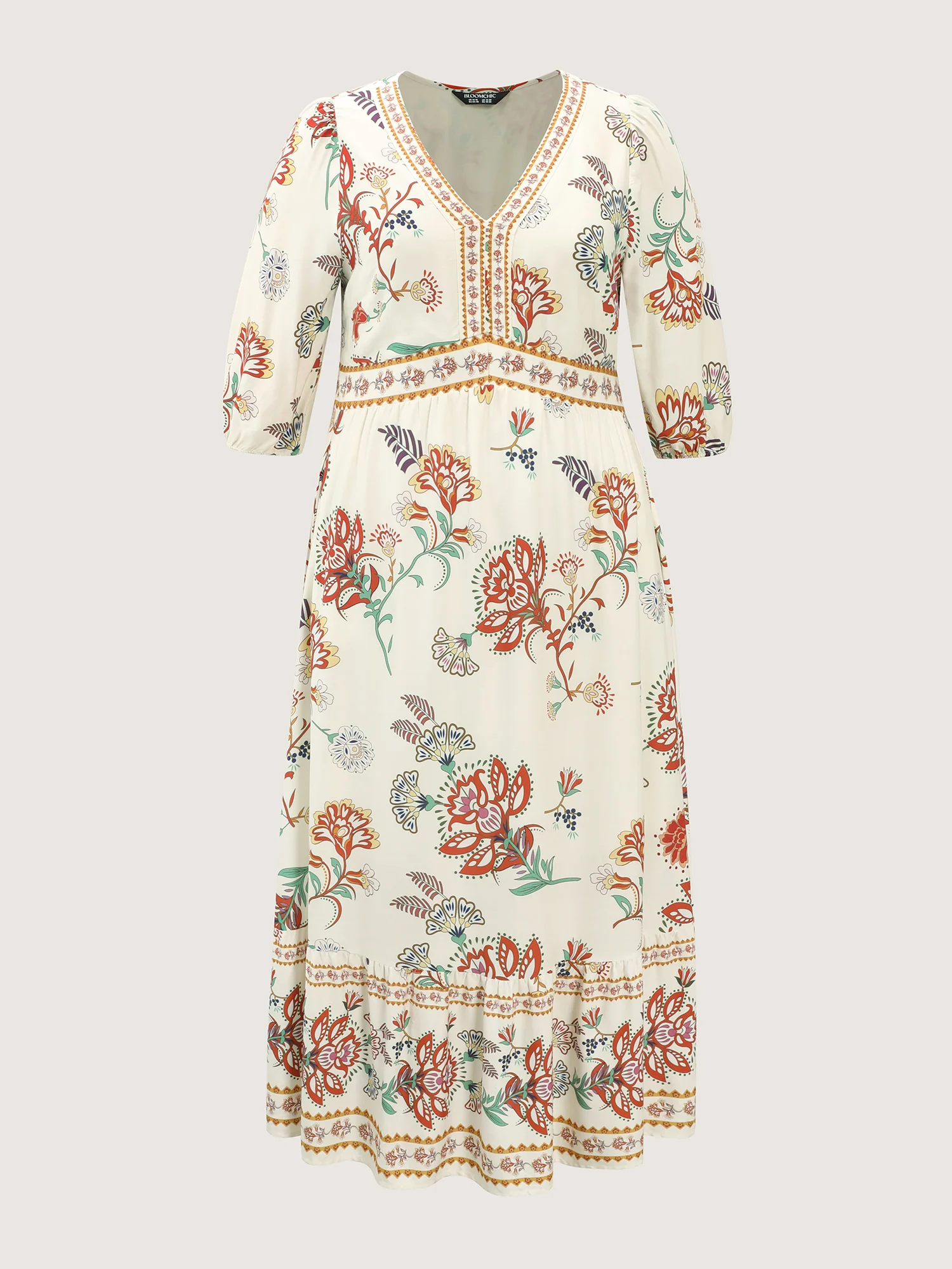 Floral Print V-Neck Flowy Maxi Dress - Image 8