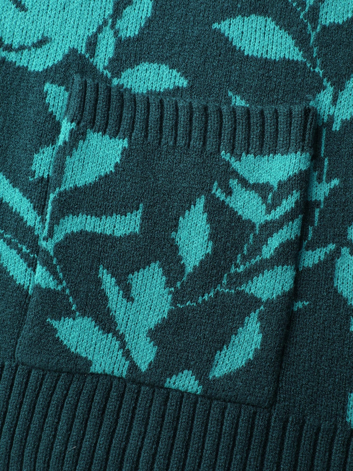 Floral Print V-Neck Ribbed Knit Cardigan - Image 7