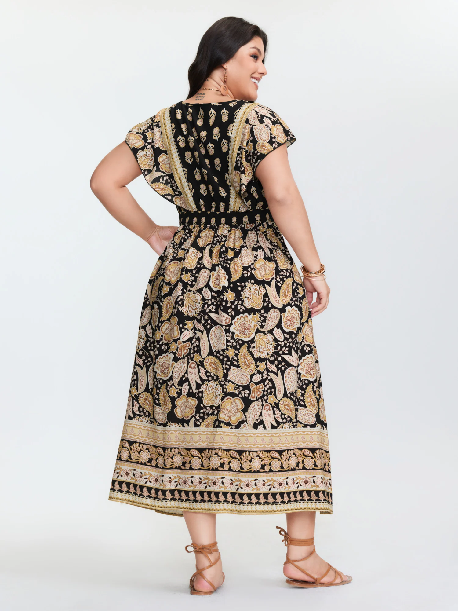 Floral Print V-Neck Slit Maxi Dress - Image 4