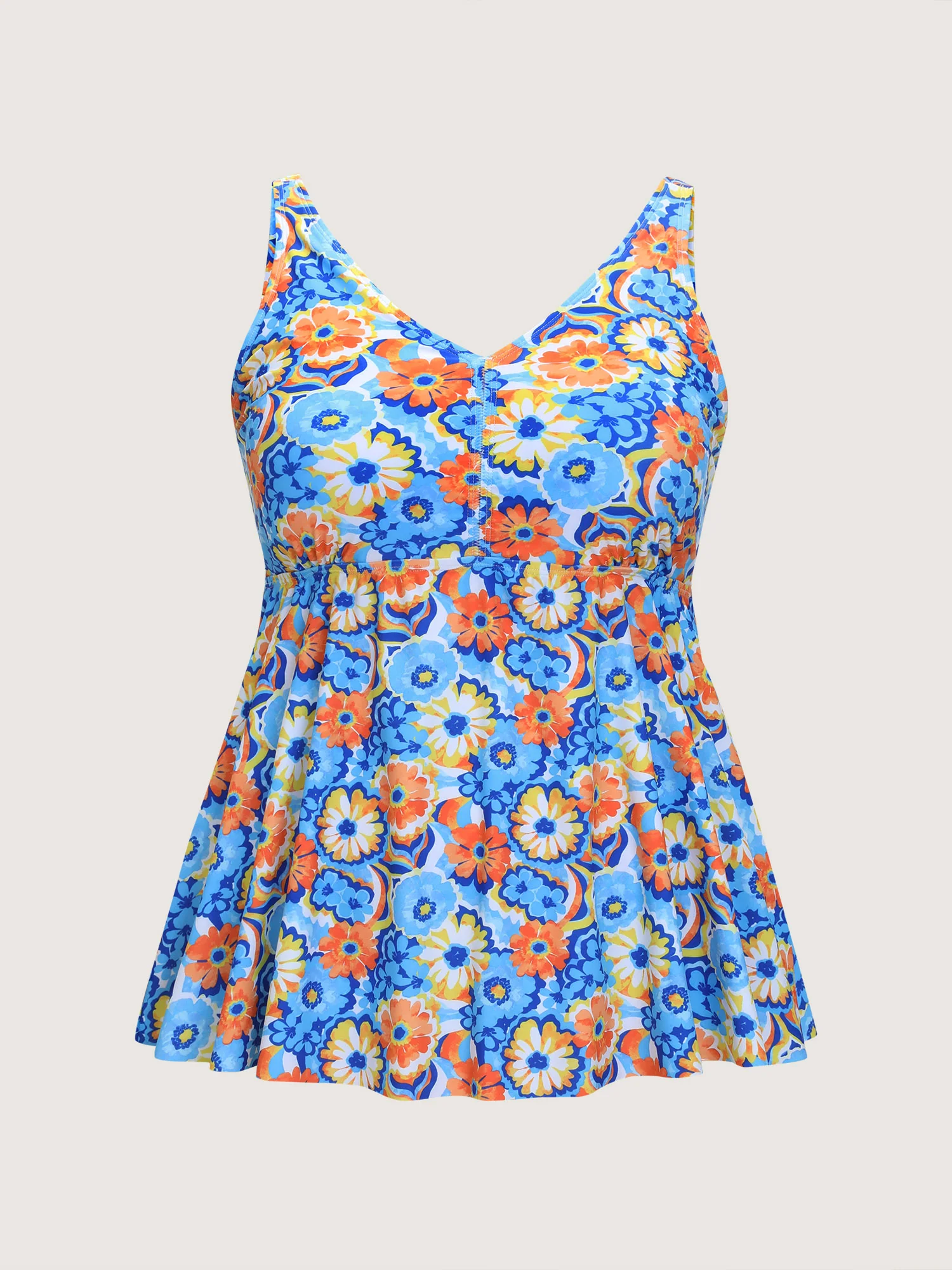 Floral Print V-Neck Swim Top - Image 7