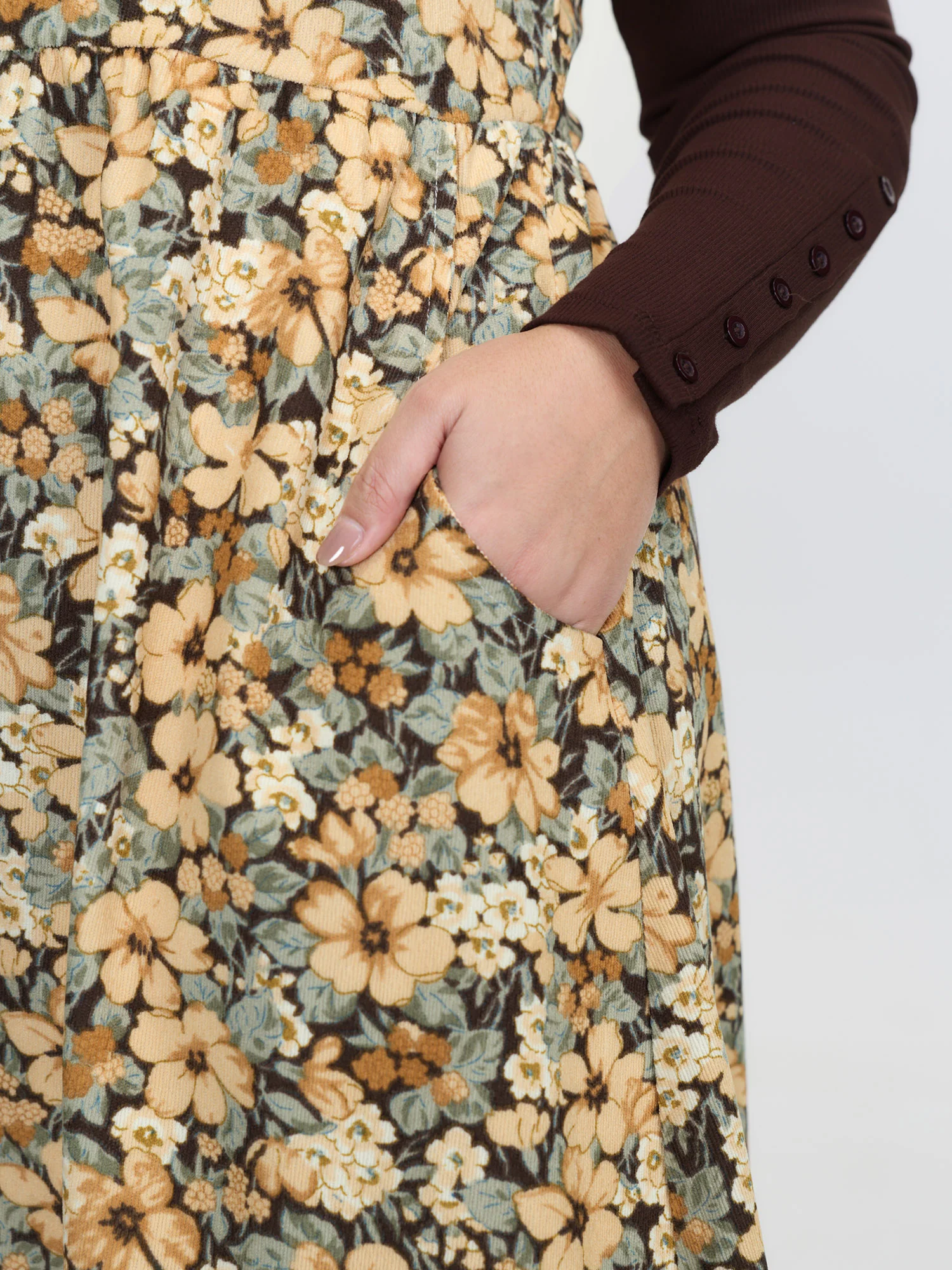 Floral Print Waist-Defining A-Line Midi Dress - Image 3