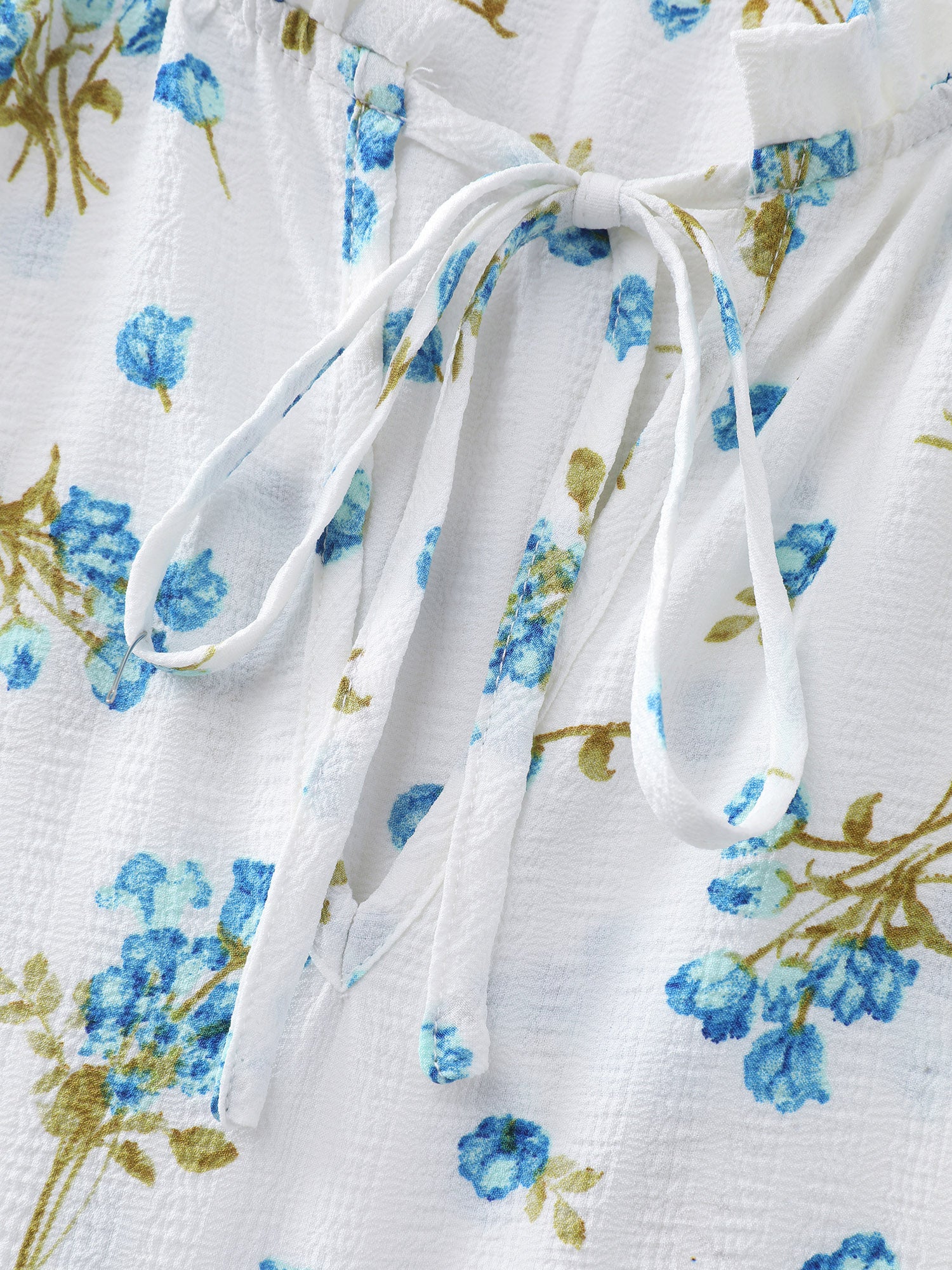 Floral Print Waist Defining Neck Tie Blouse - Image 5