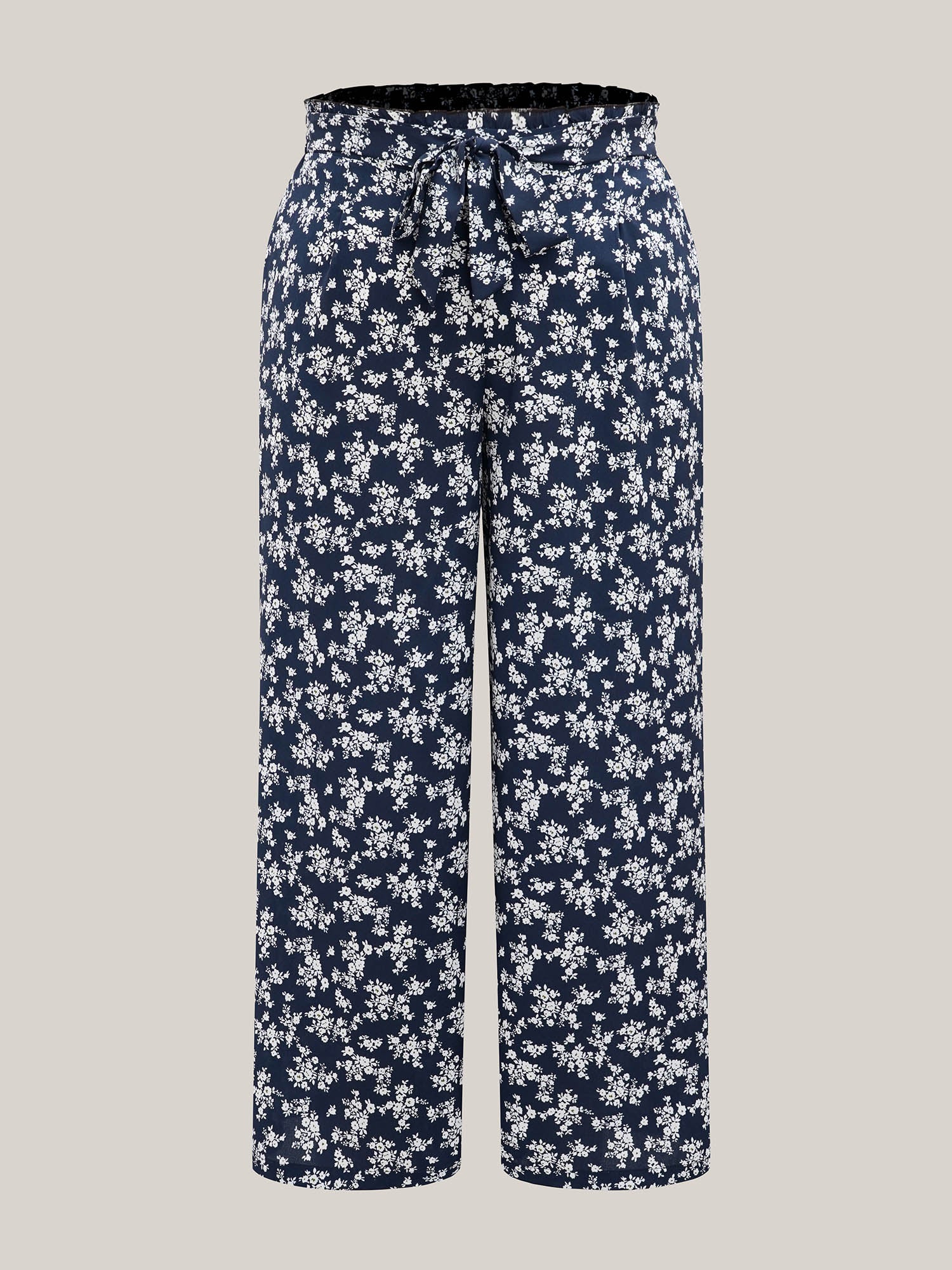 Floral Print Waist Stretchy Wide Leg Pants - Image 8