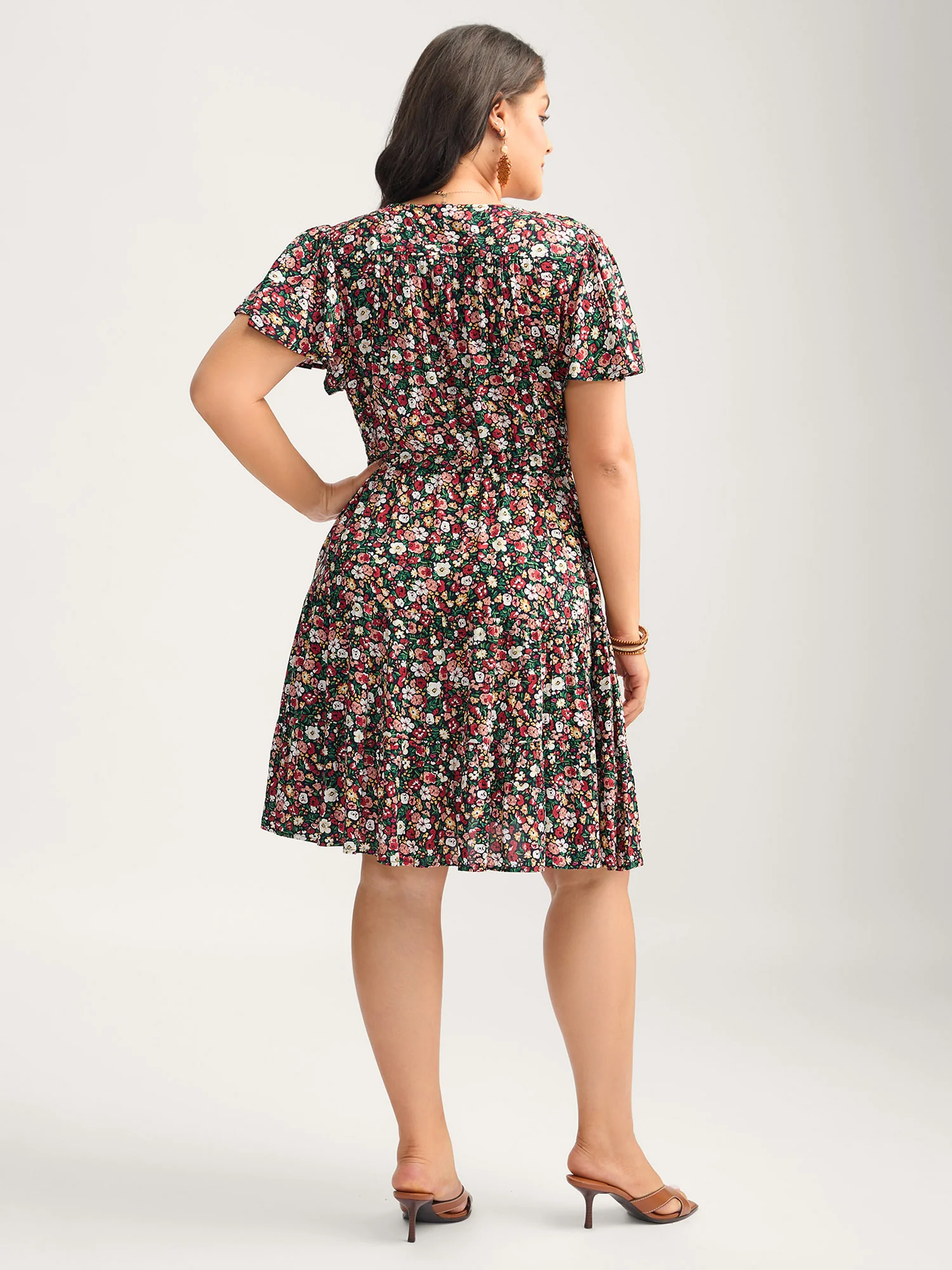 Floral Print Waist-Tie Midi Dress - Image 4