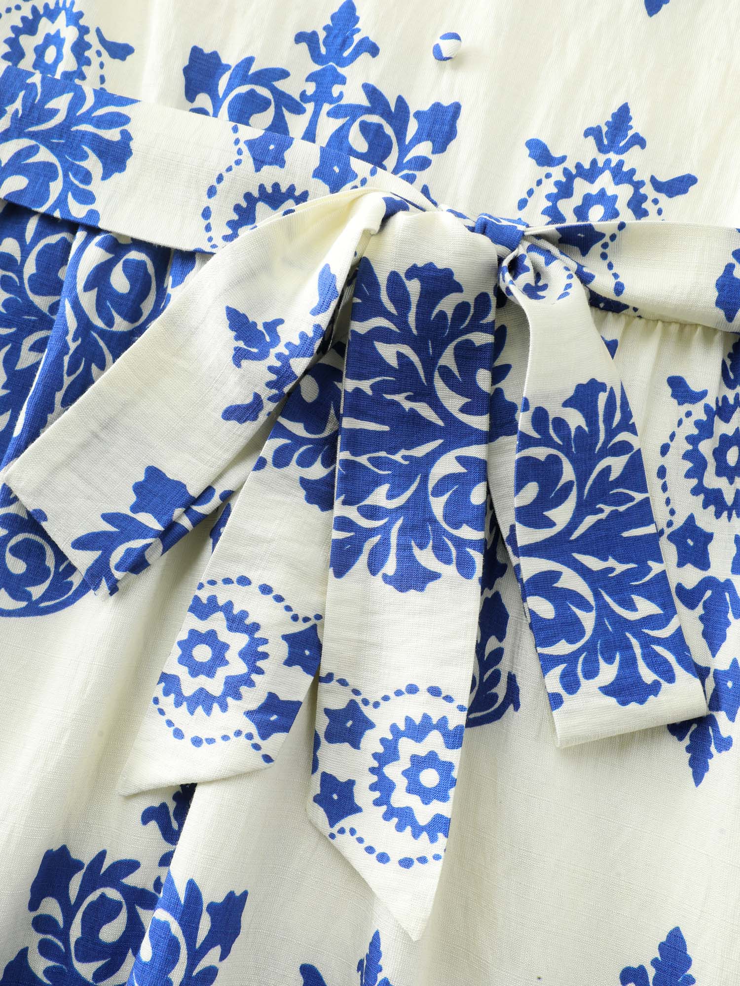 Floral Print Waist-Tie Pockets Midi Dress - Image 7