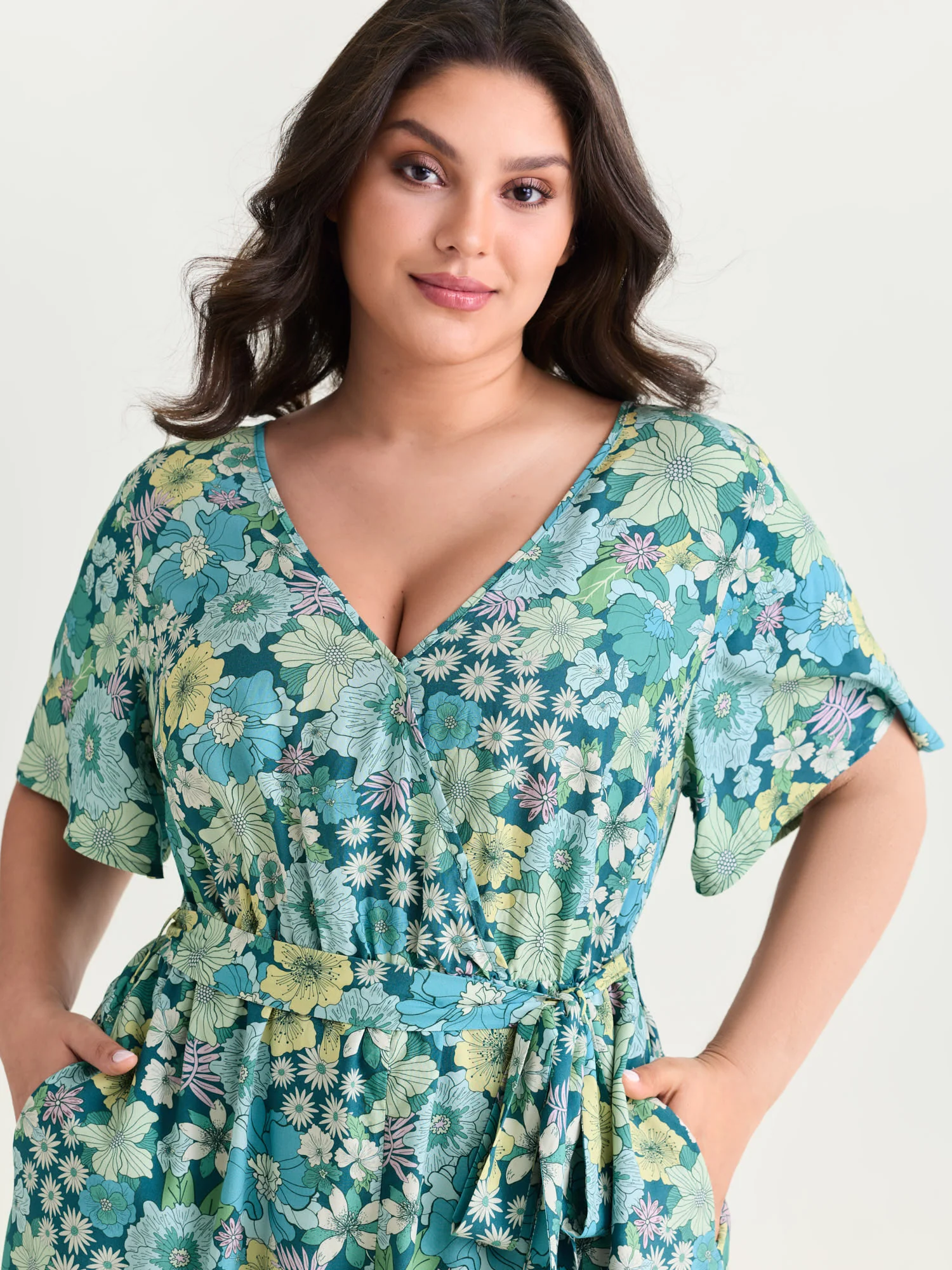 Floral Print Waist-Tie Romper - Image 2
