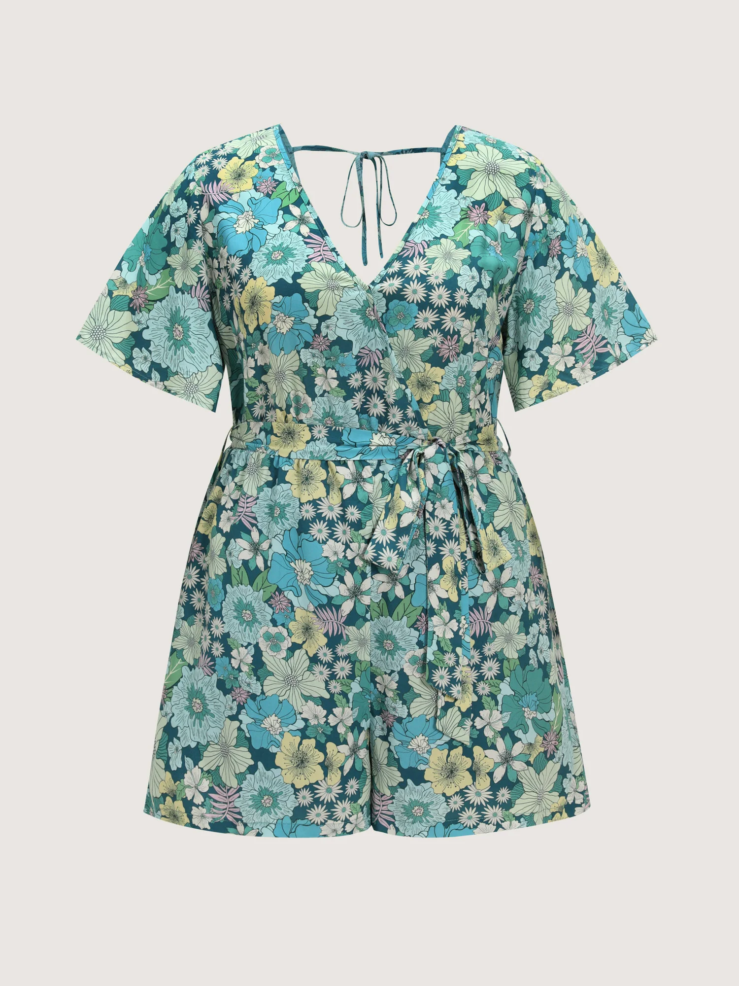 Floral Print Waist-Tie Romper - Image 7