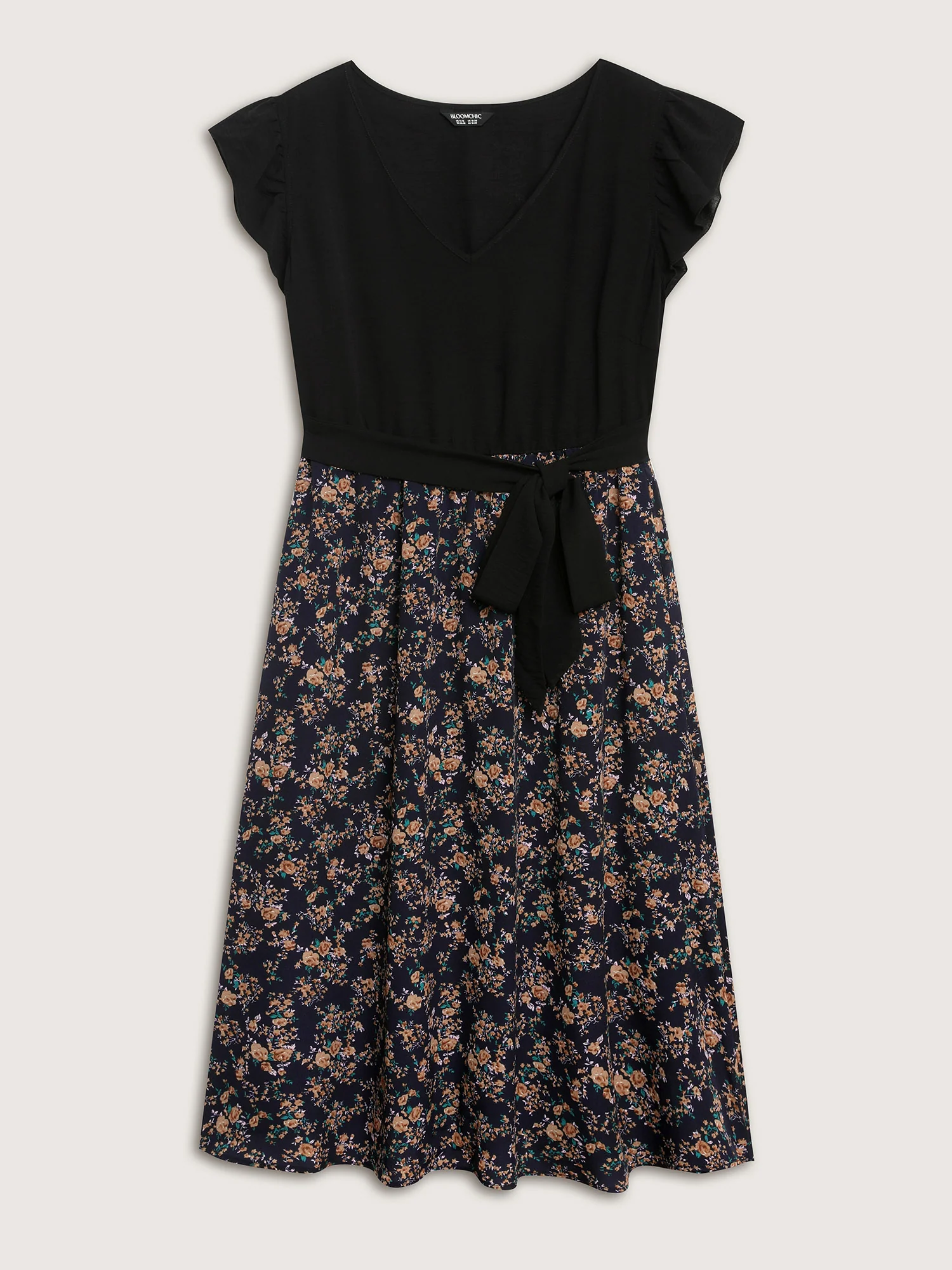 Floral Print Waist-Tie Ruffled Midi Dress - Image 7
