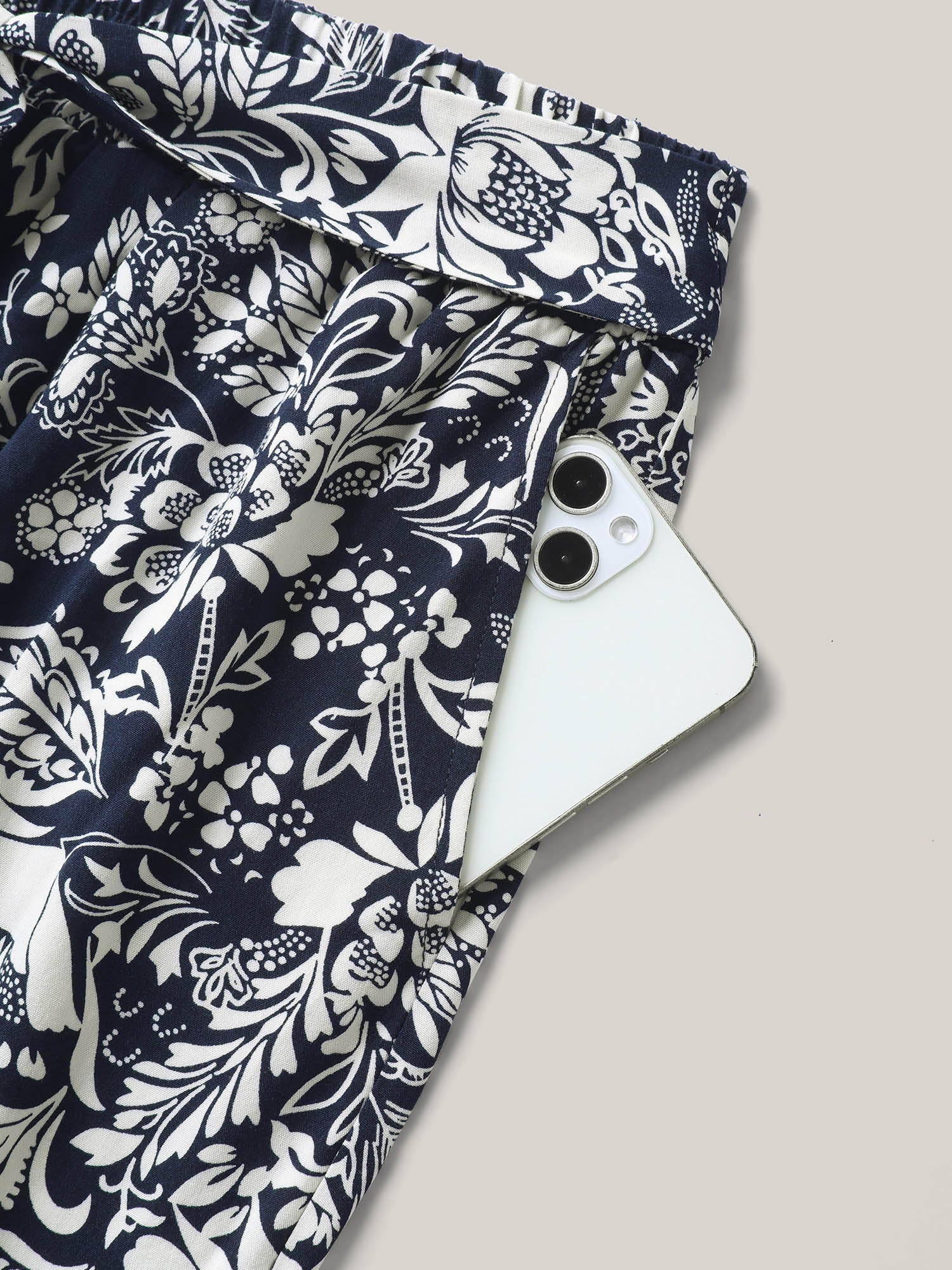 Floral Print Waist-Tie Straight-Leg Pants - Image 7