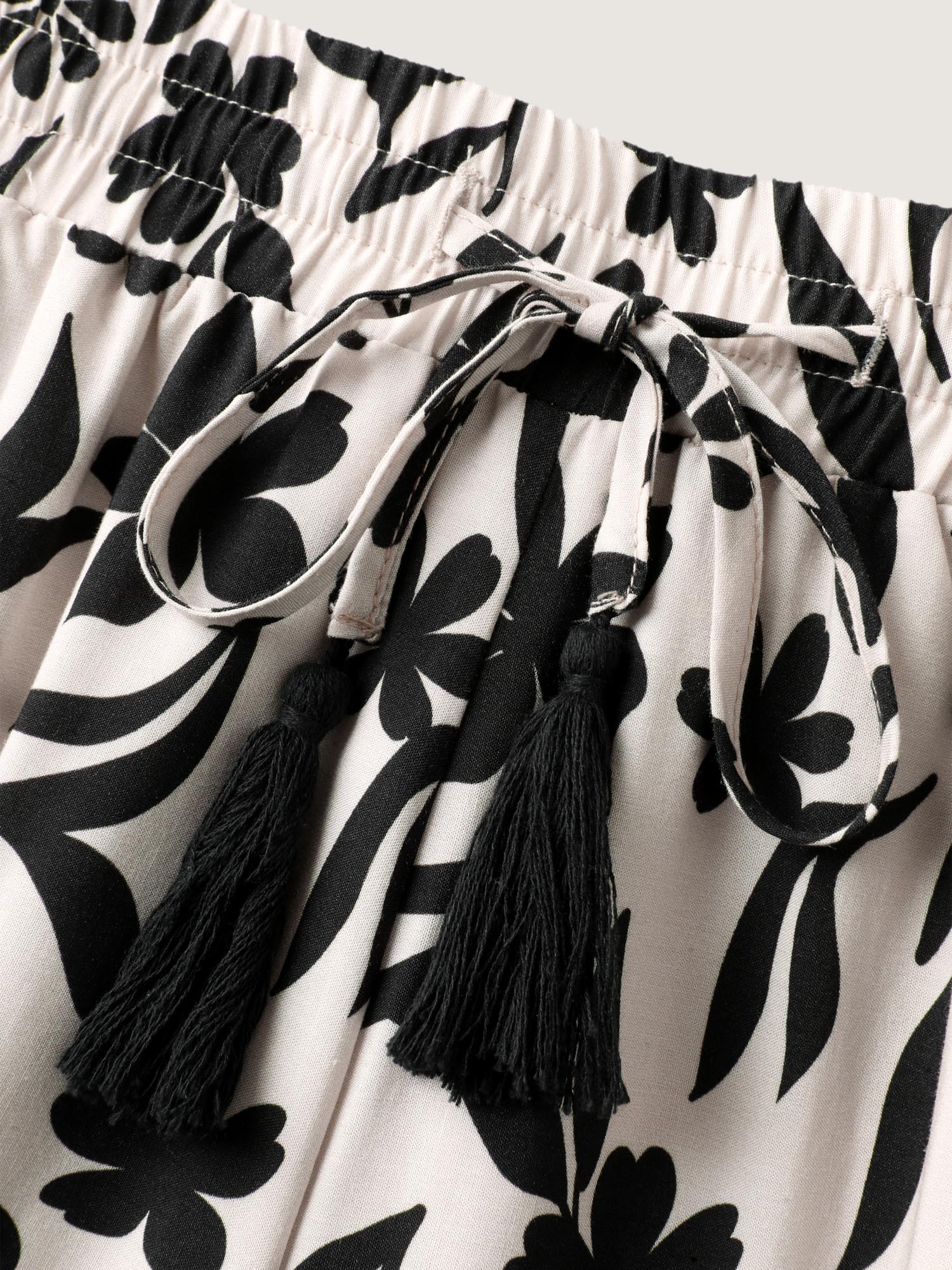 Floral Print Wide-Leg Contrast Pants - Image 6