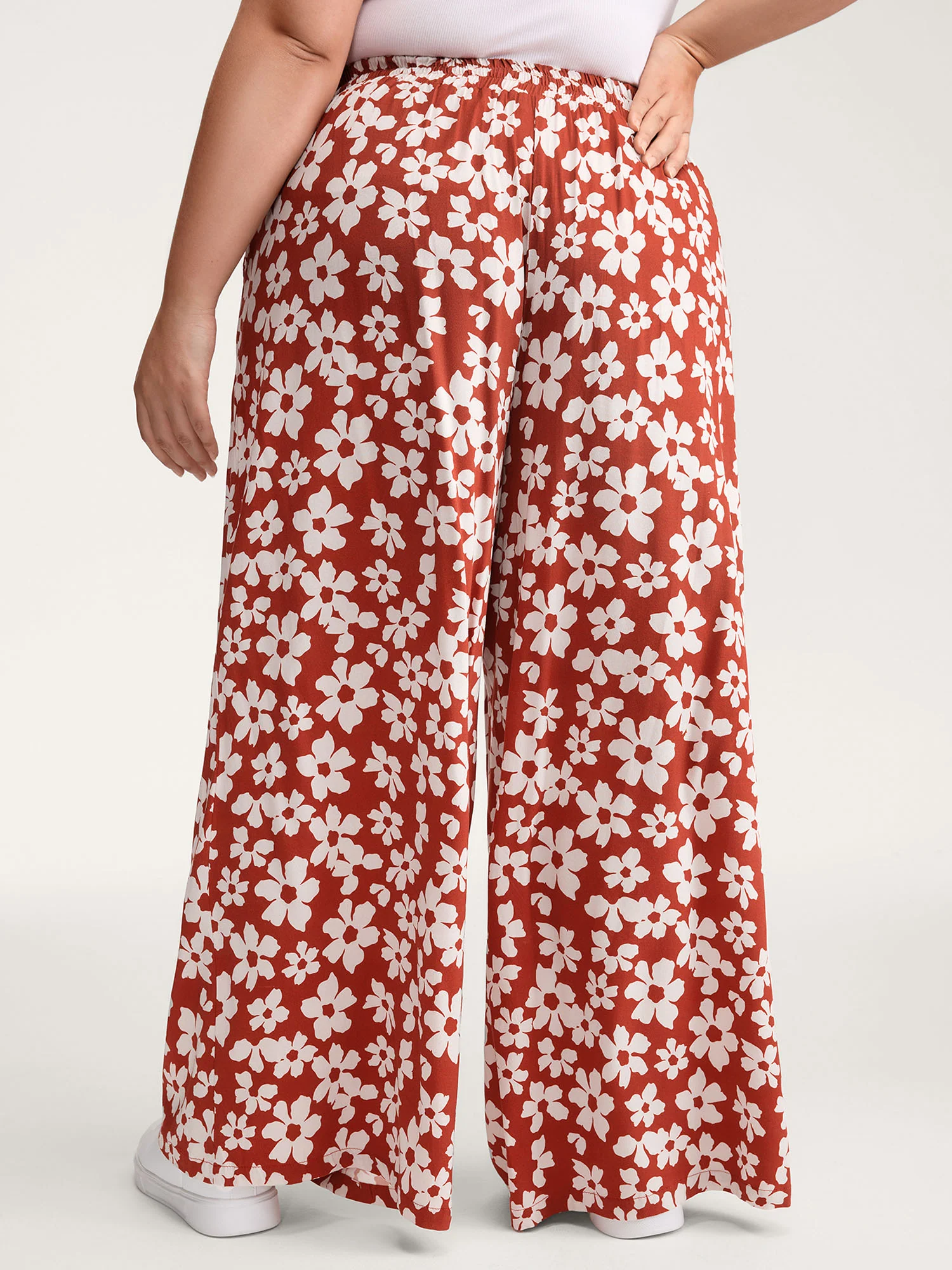 Floral Print Wide-Leg Drawstring Pants - Image 4