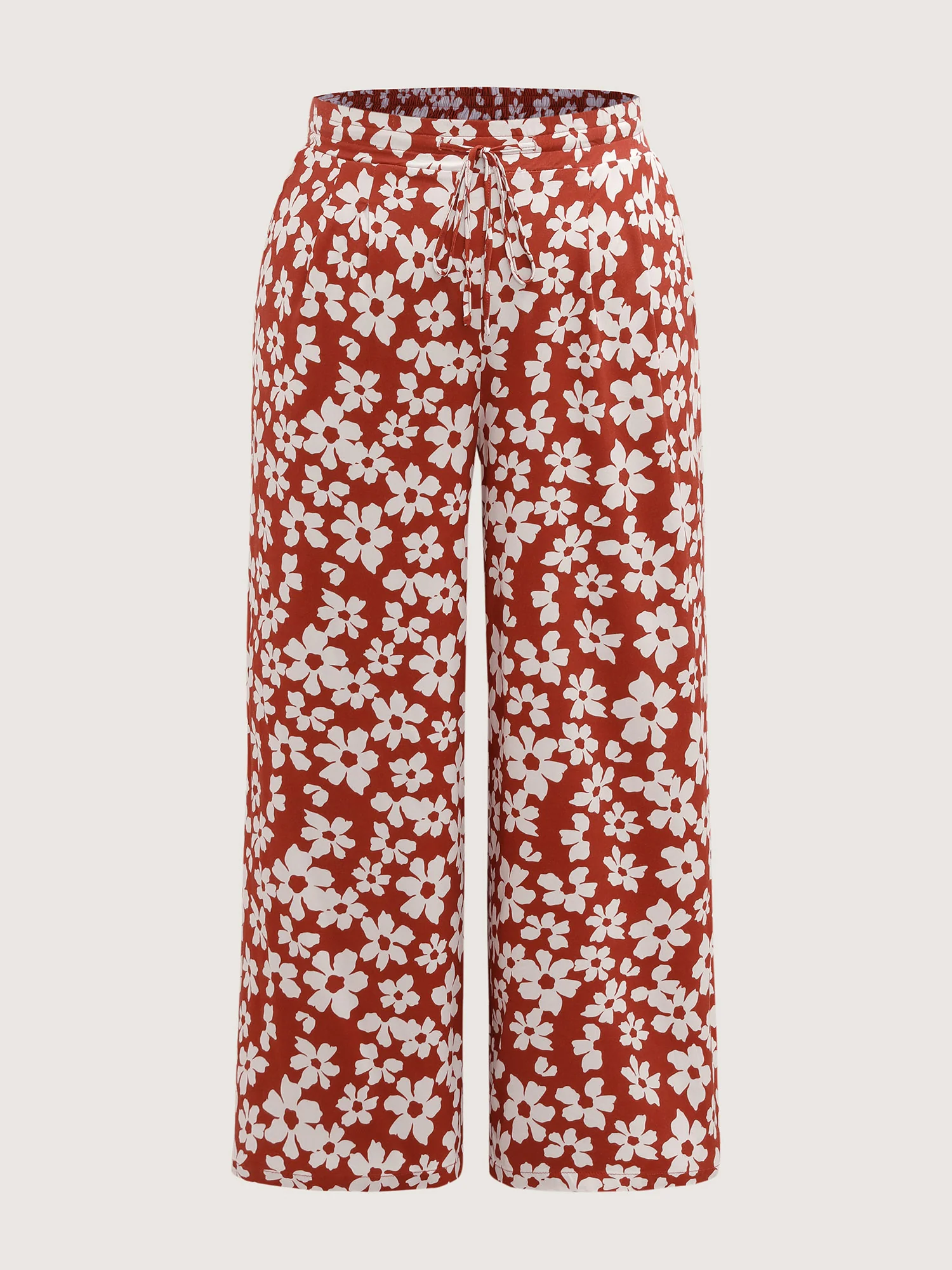 Floral Print Wide-Leg Drawstring Pants - Image 7