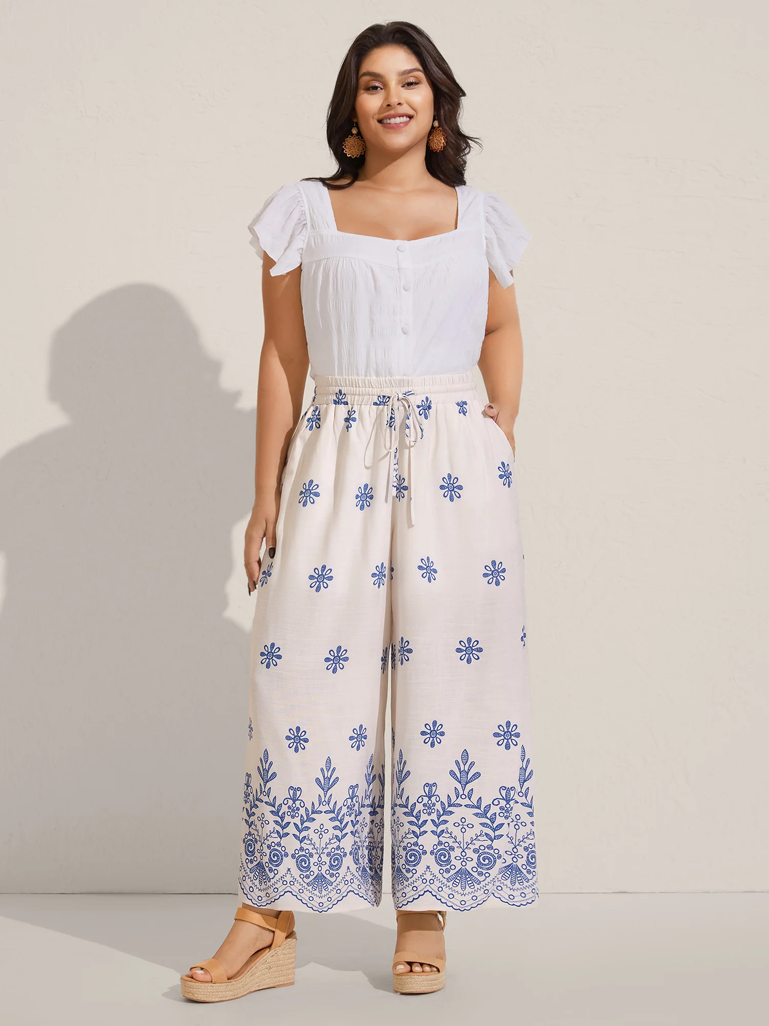 Floral Print Wide-Leg Pants - Image 3