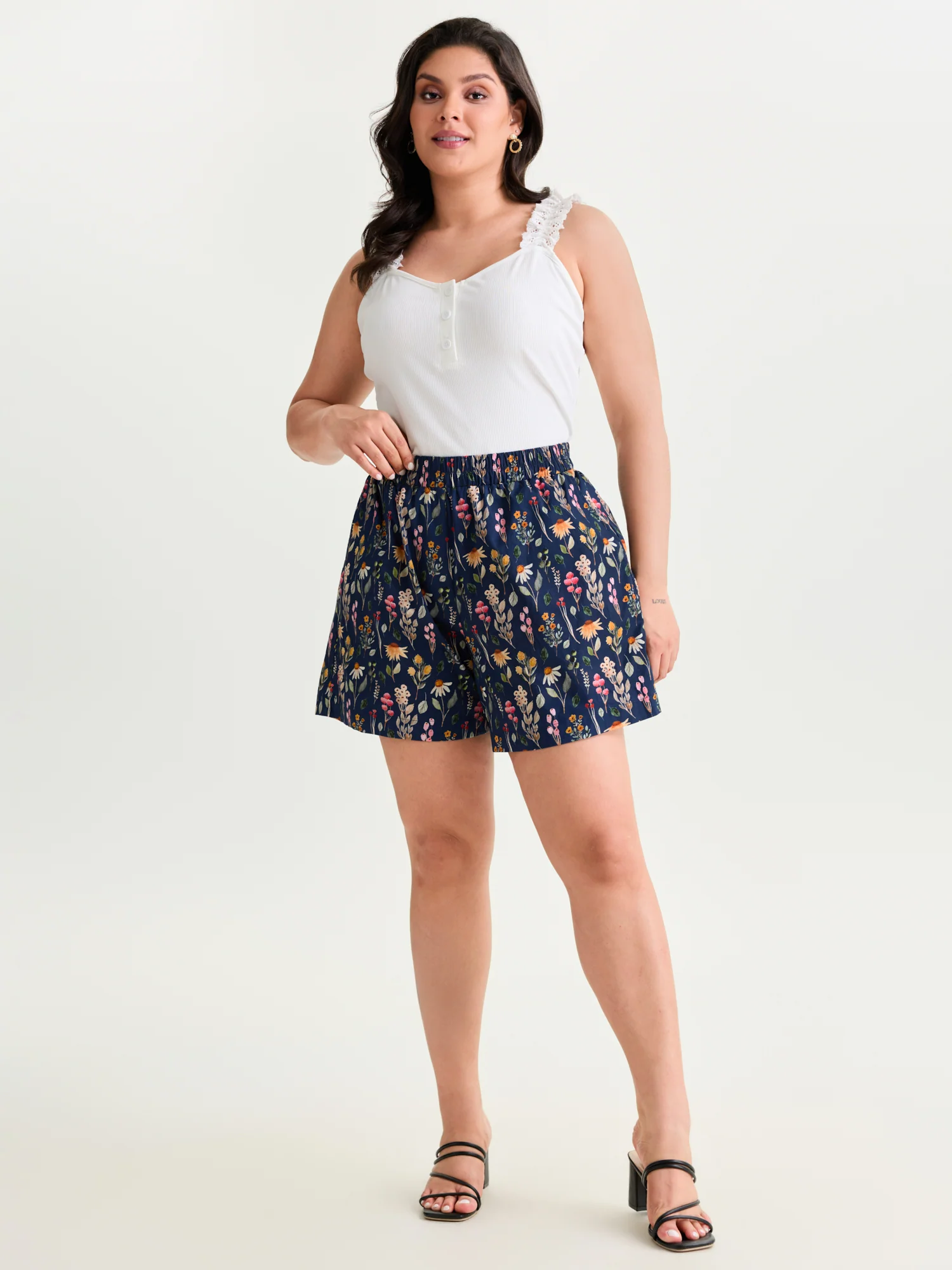 Floral Print Wide Waistband Shorts - Image 2