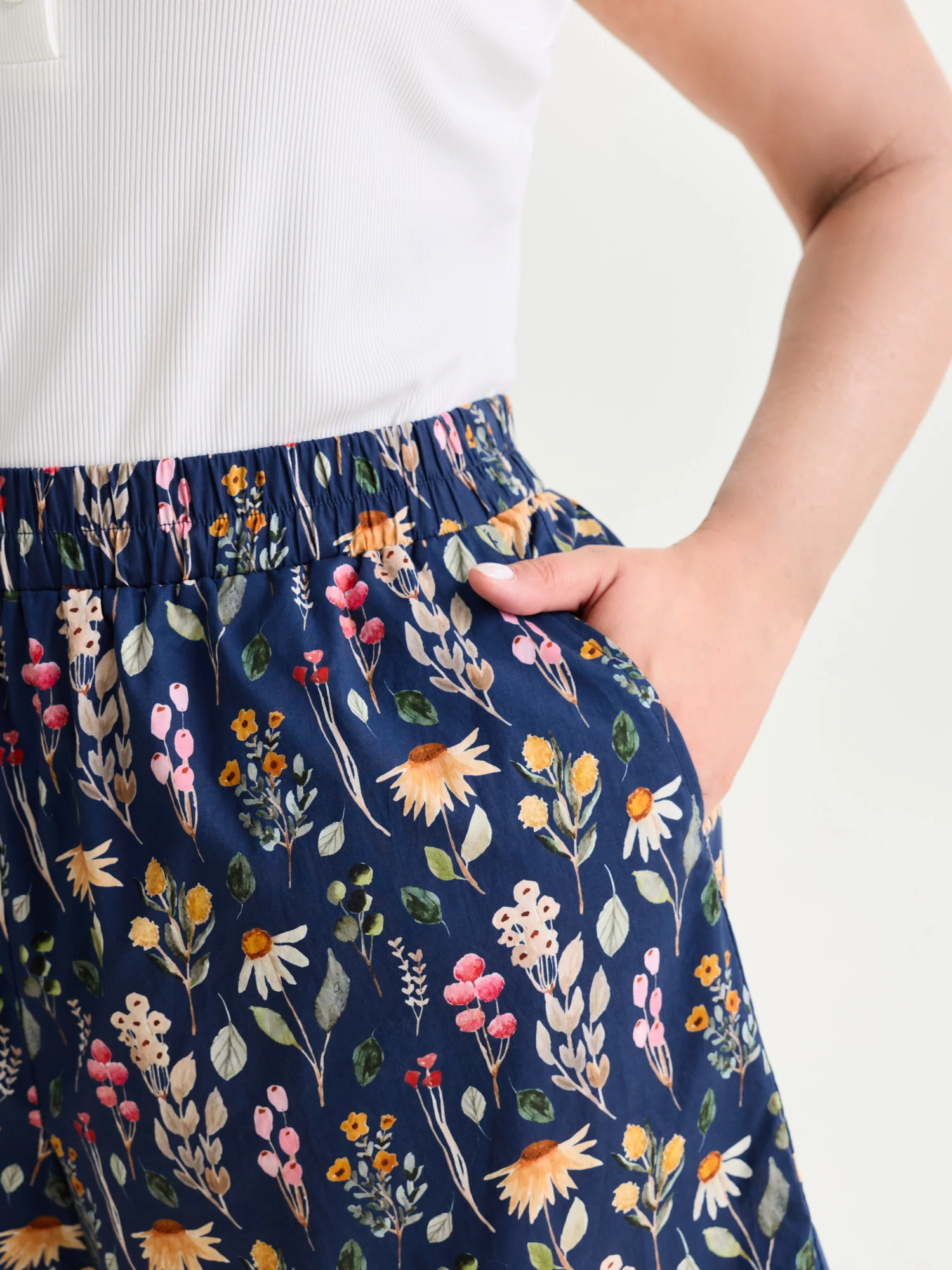 Floral Print Wide Waistband Shorts - Image 3