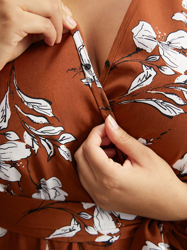 Floral Print Wrap Hem Ties Dress - Image 5