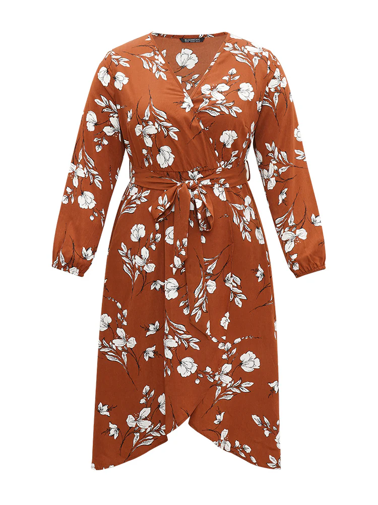 Floral Print Wrap Hem Ties Dress - Image 9