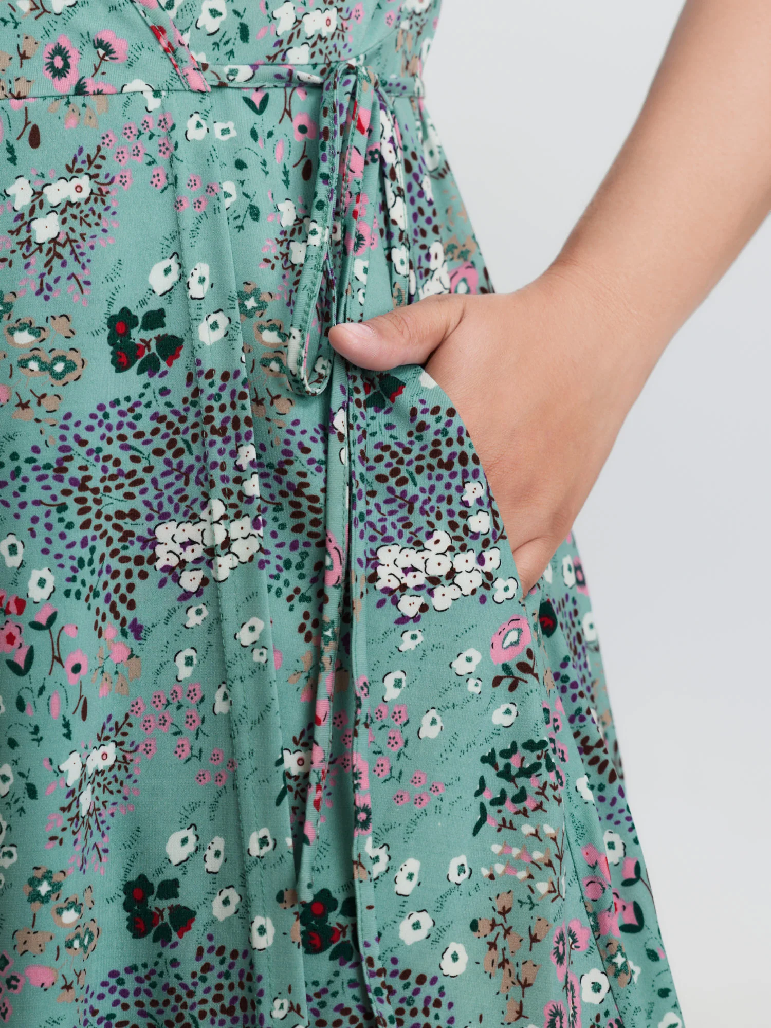 Floral Print Wrap Neckline Mini Dress - Image 4