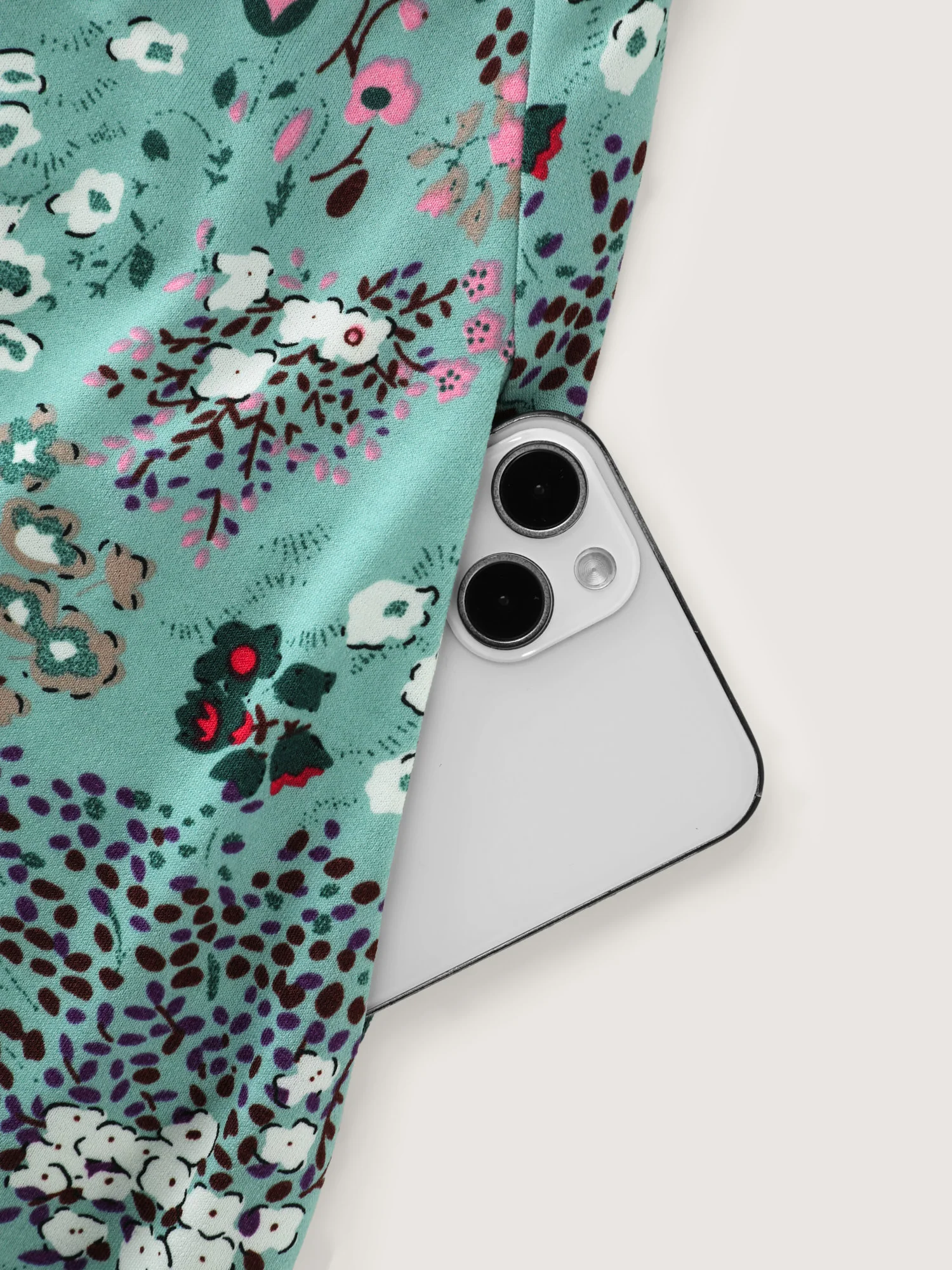 Floral Print Wrap Neckline Mini Dress - Image 7