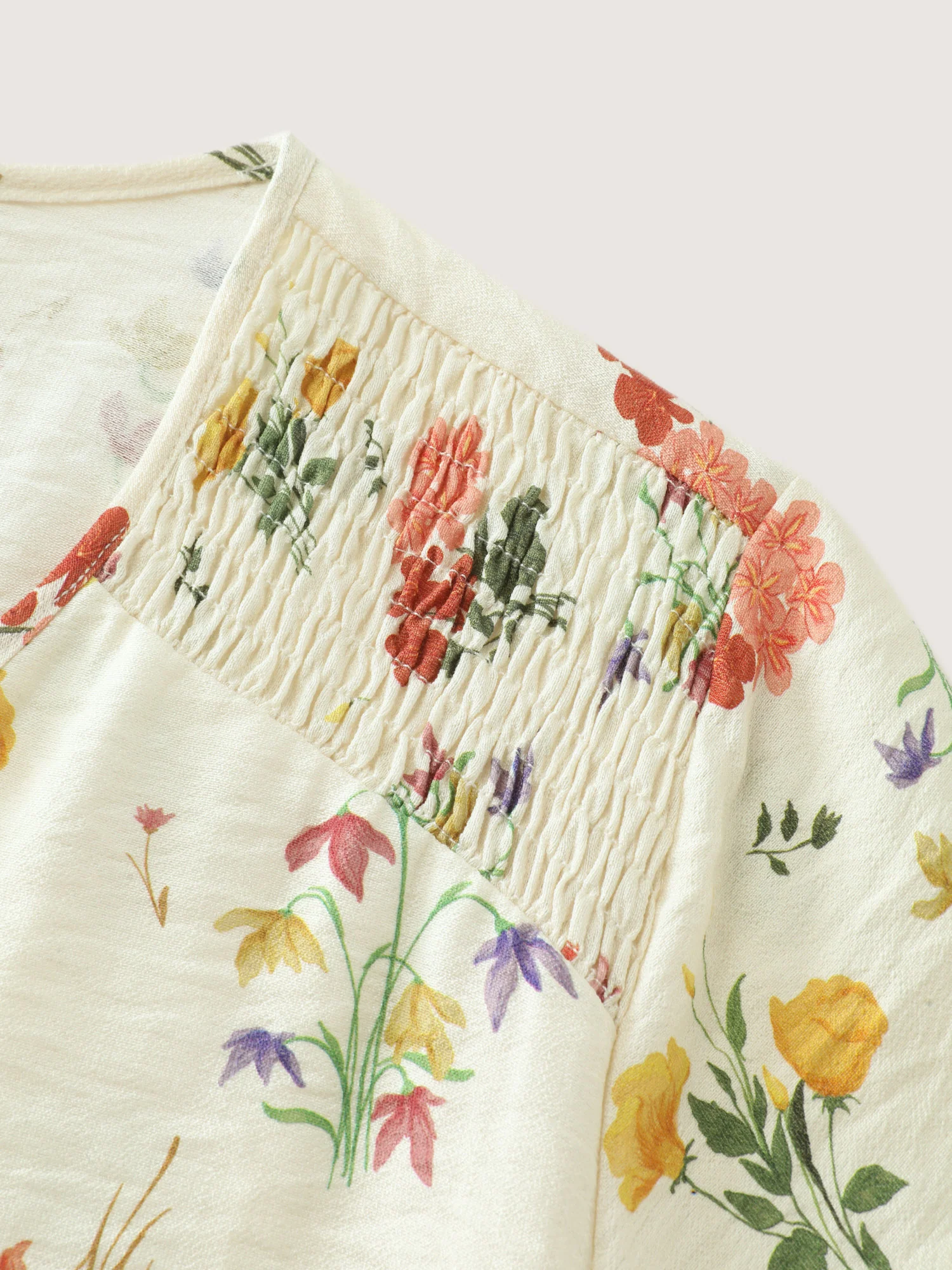 Floral Print Wrap Neckline Pockets Midi Dress - Image 5