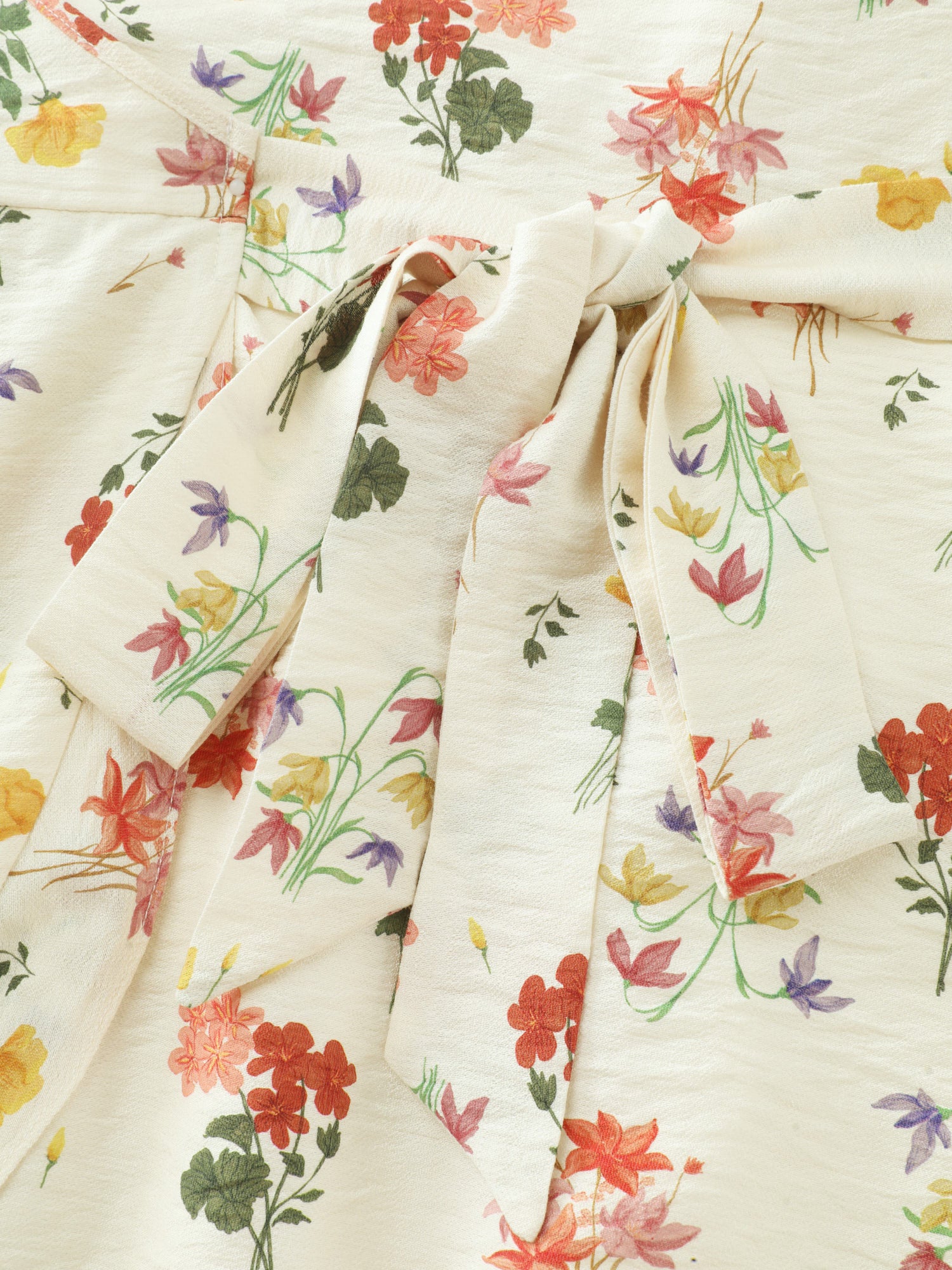 Floral Print Wrap Neckline Pockets Midi Dress - Image 6