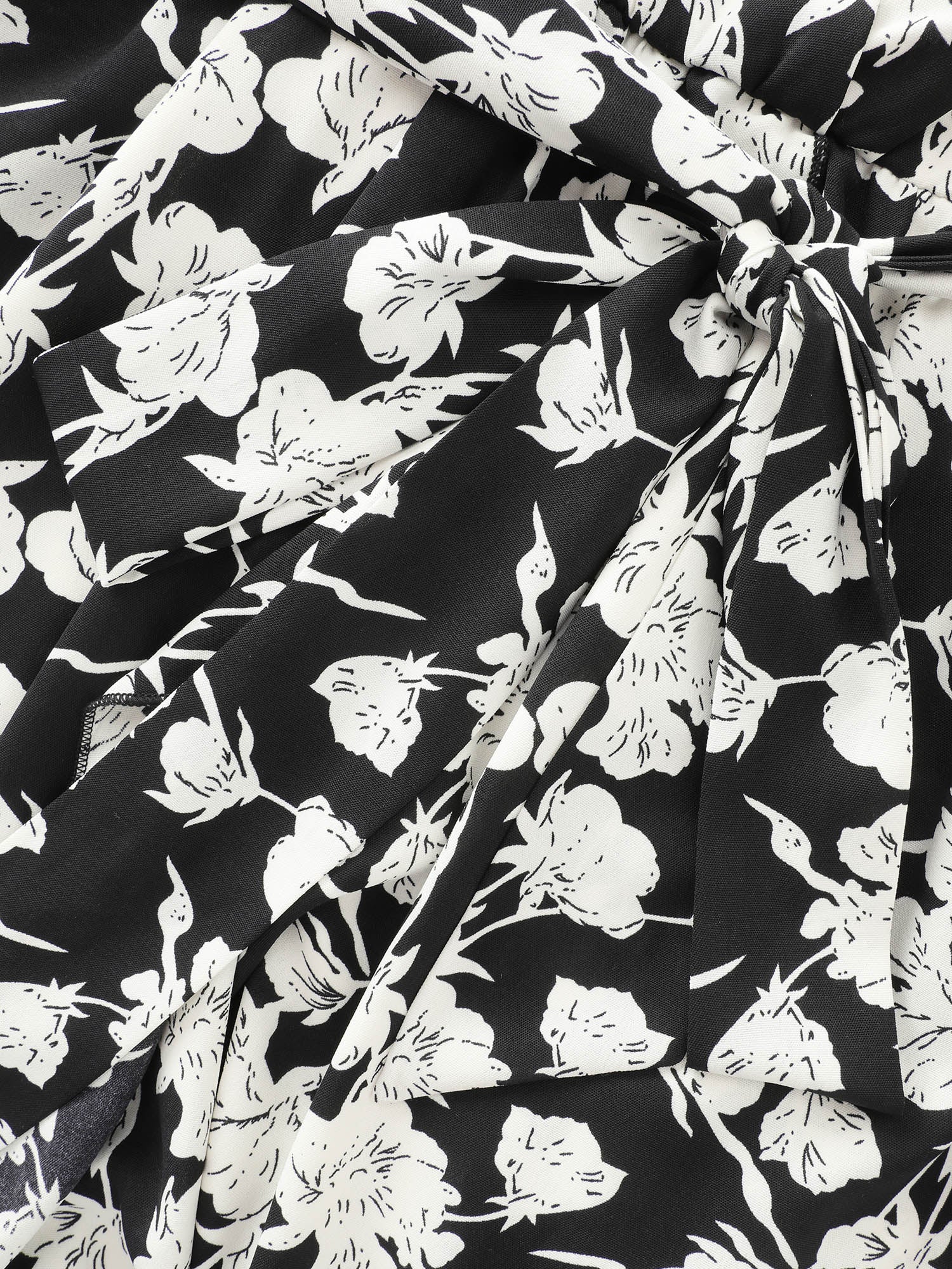 Floral Print Wrap Neckline Side Tie Midi Dress - Image 6