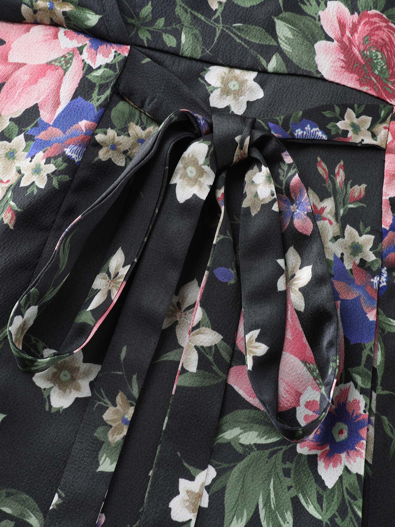 Floral Print Wrap Neckline Slit Maxi Dress - Image 6