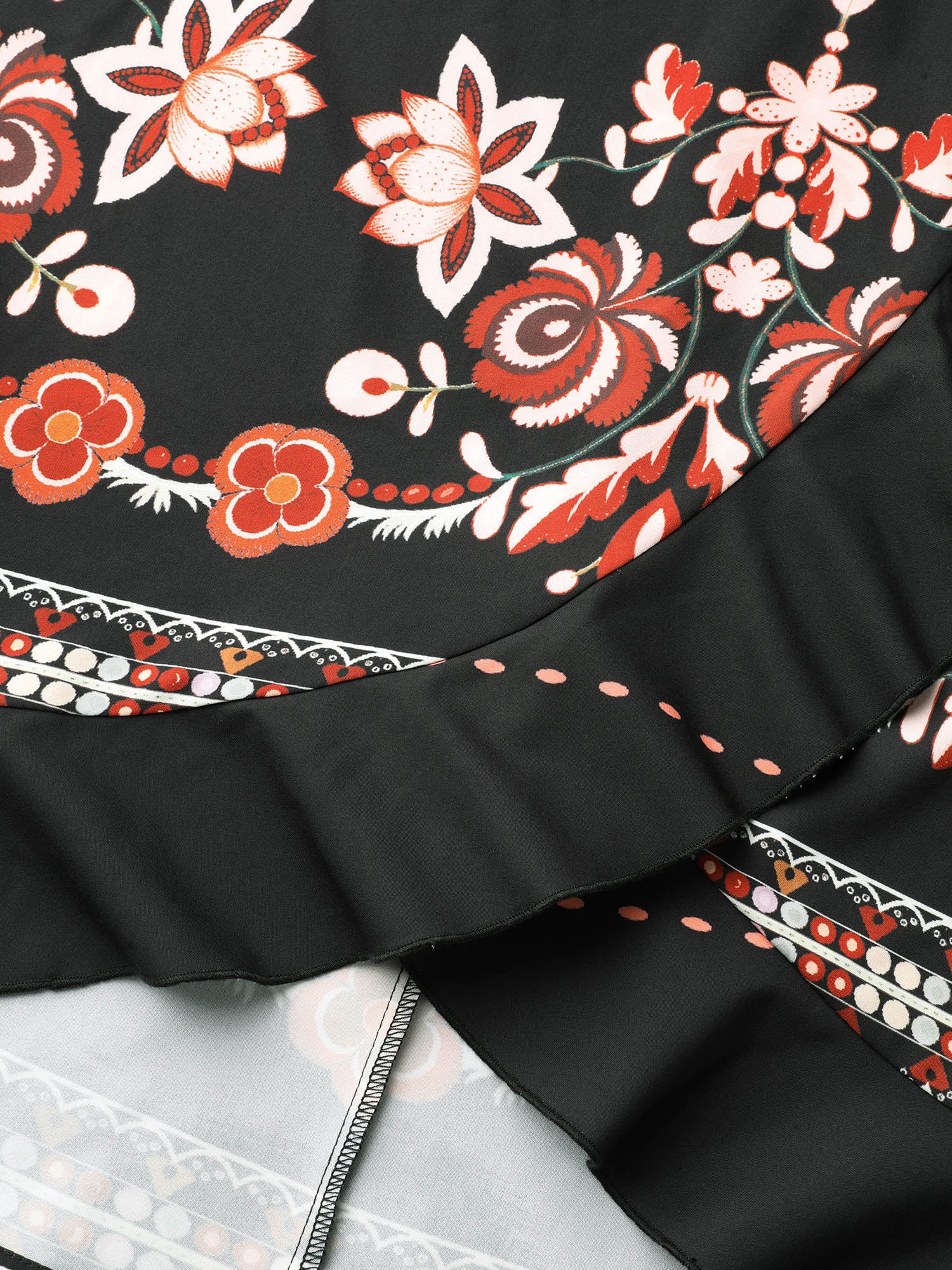 Floral Print Wrap Ruffled Hem Dress - Image 6