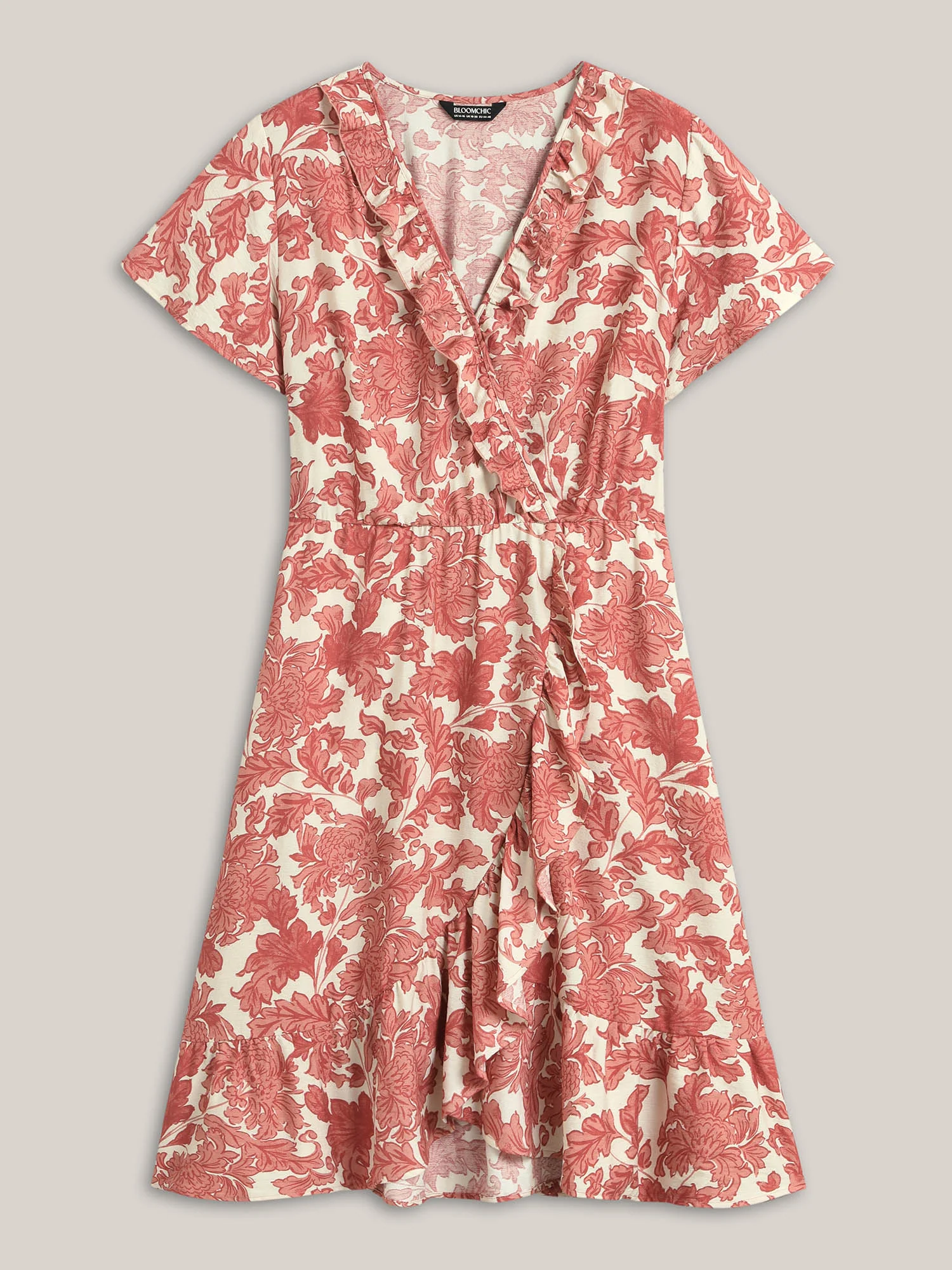 Floral Print Wrap Ruffled Midi Dress - Image 5