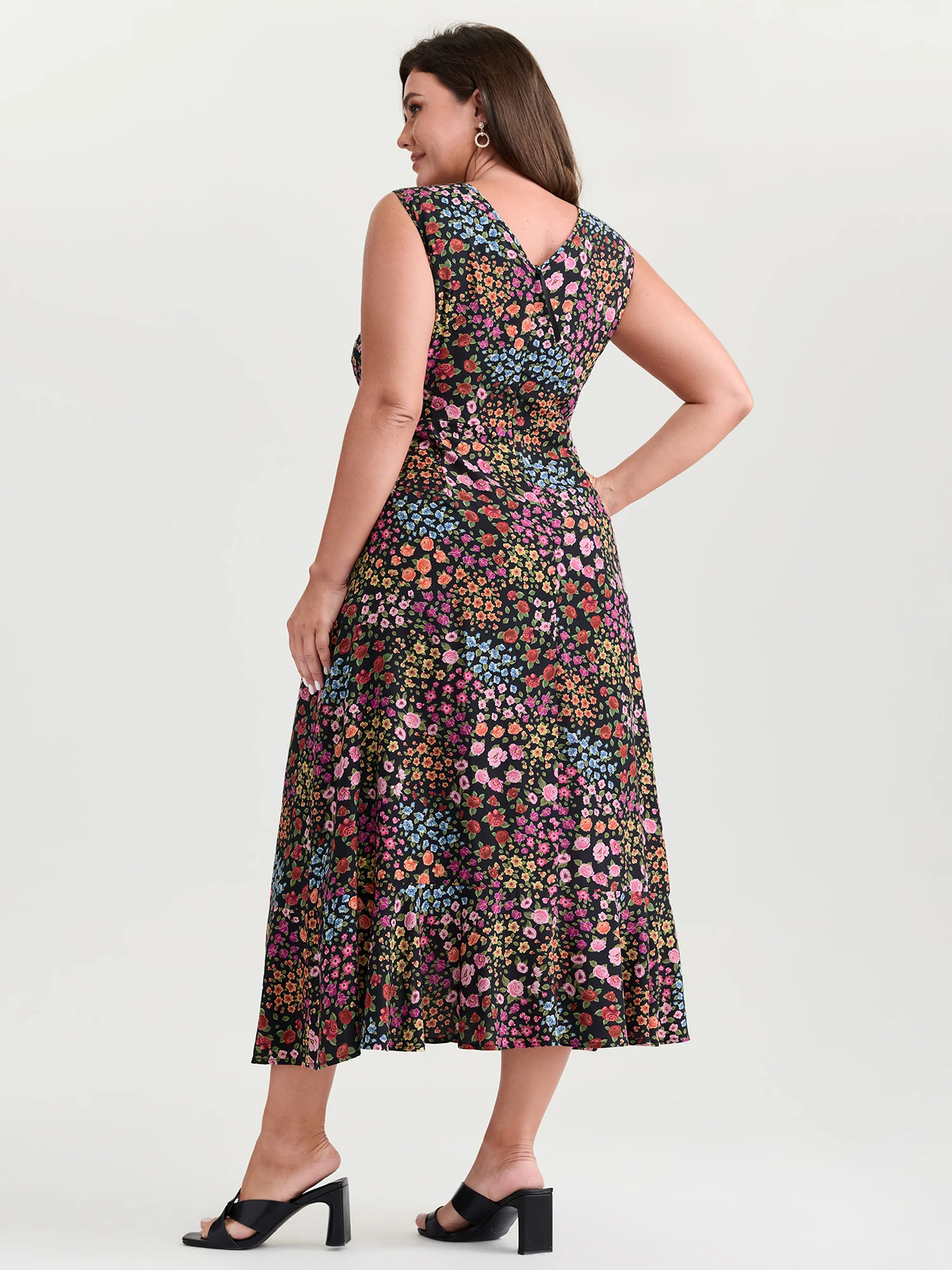 Floral Print Wrap Side-Tie Midi Dress - Image 4