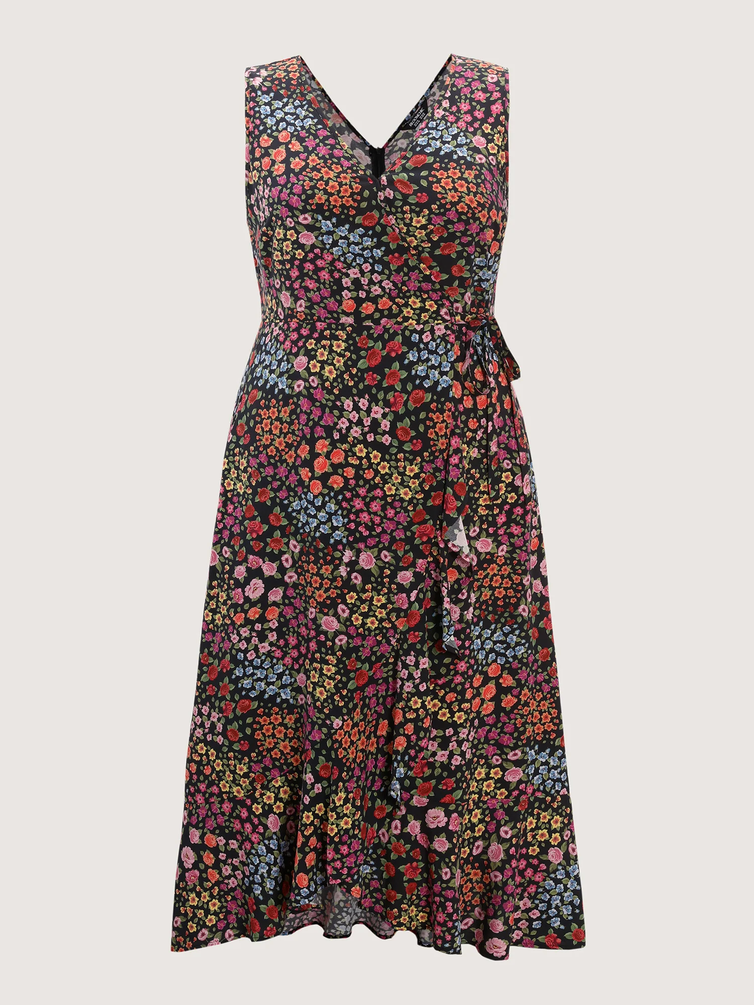 Floral Print Wrap Side-Tie Midi Dress - Image 5
