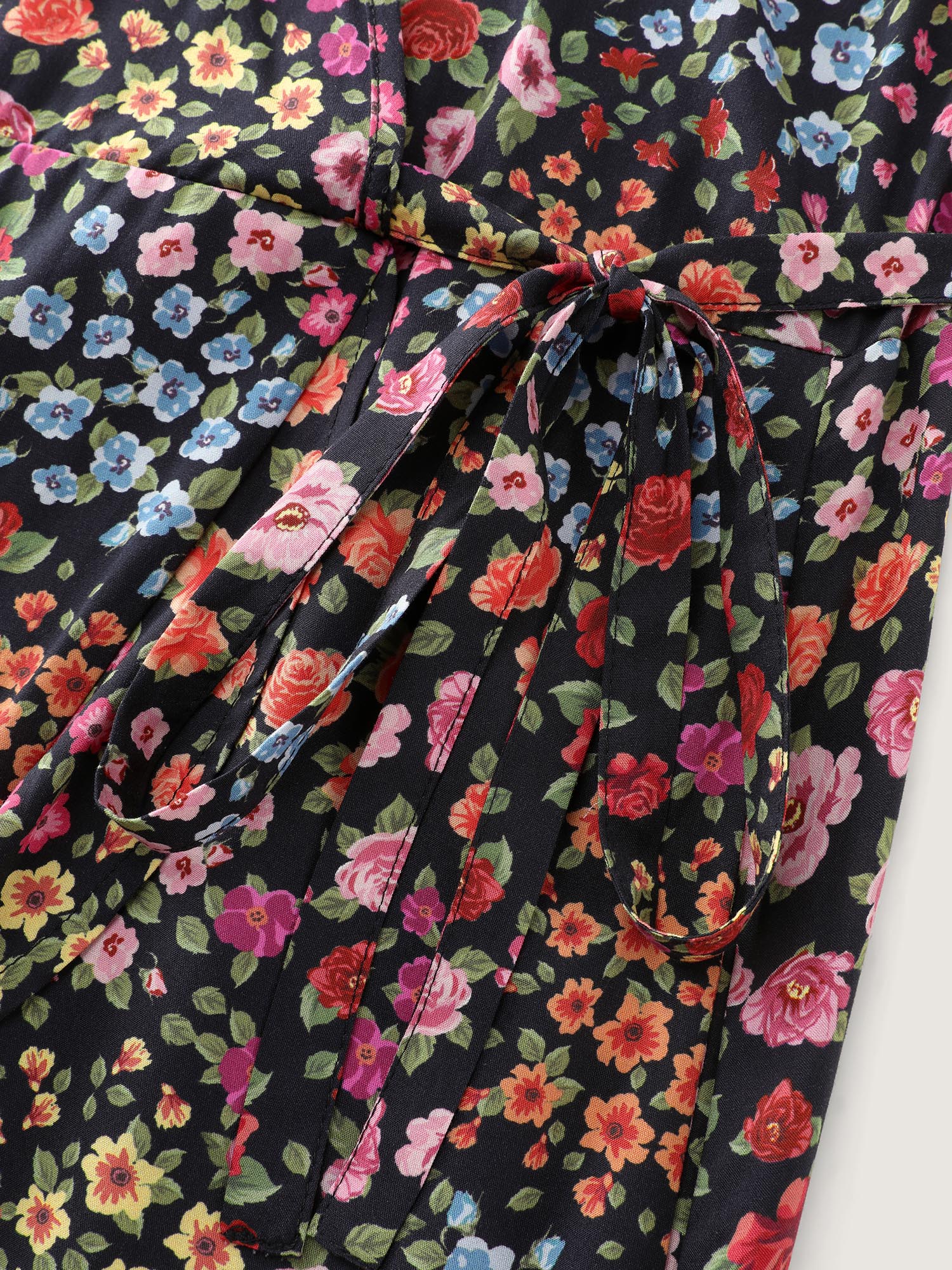 Floral Print Wrap Side-Tie Midi Dress - Image 6