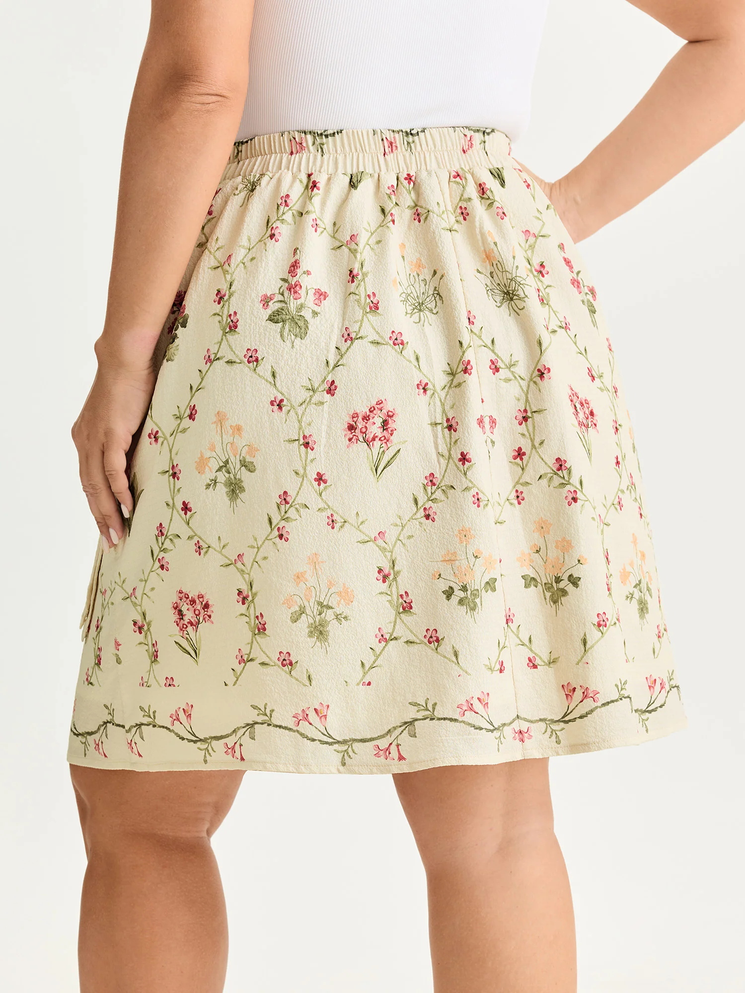 Floral Print Wrap Tie Midi Skirt - Image 5