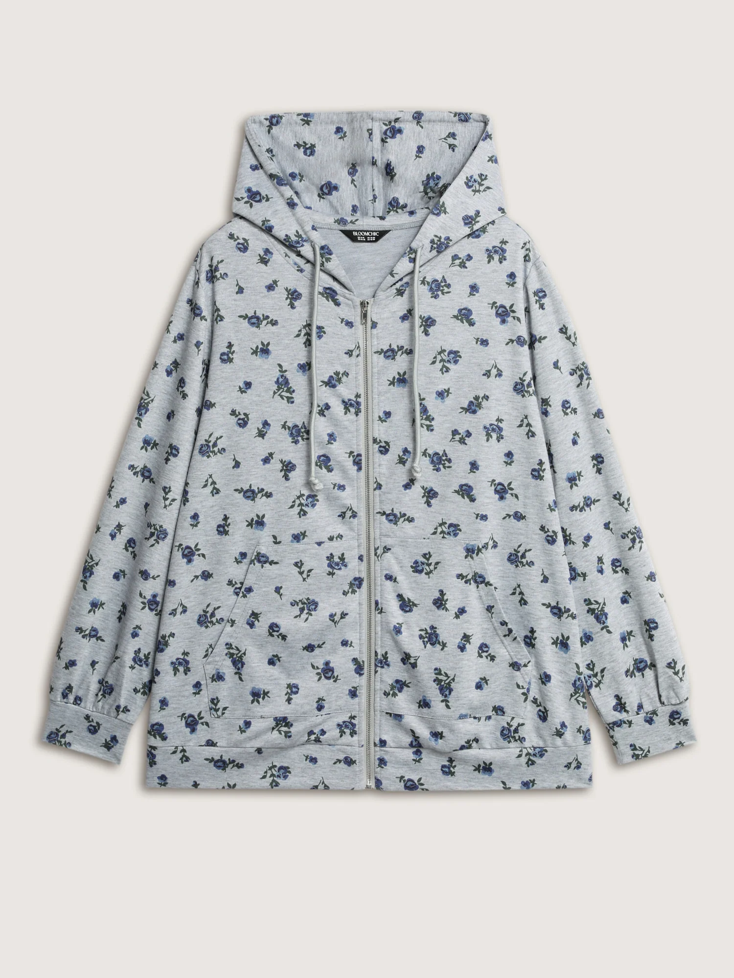 Floral Print Zipper Hoodie - Image 8