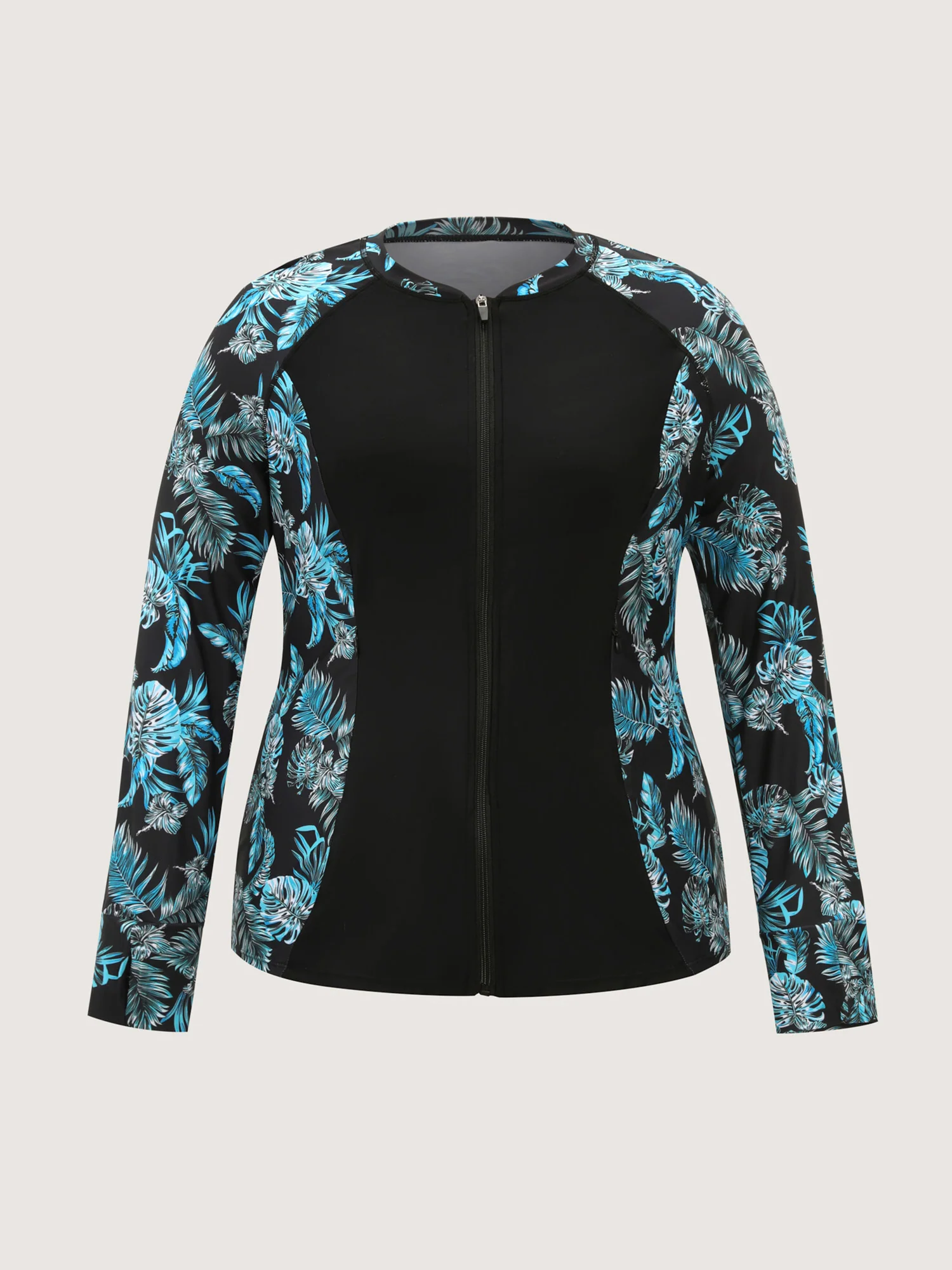 Floral Print Zipper Pocket Swim Top - Image 6