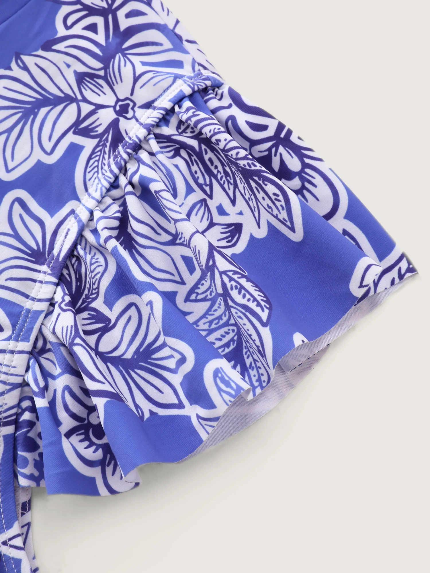 Floral Print Zipper Ruffle Sleeve Swim Dress - Image 11