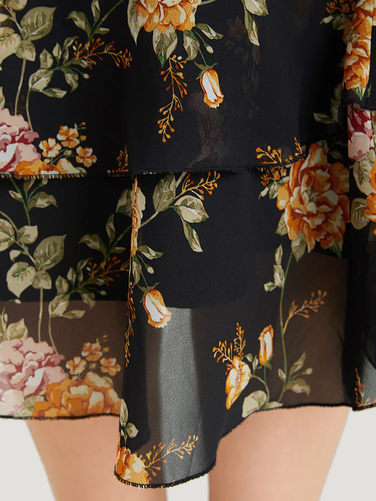 Floral Printed Flutter Layered Skirt - Image 6