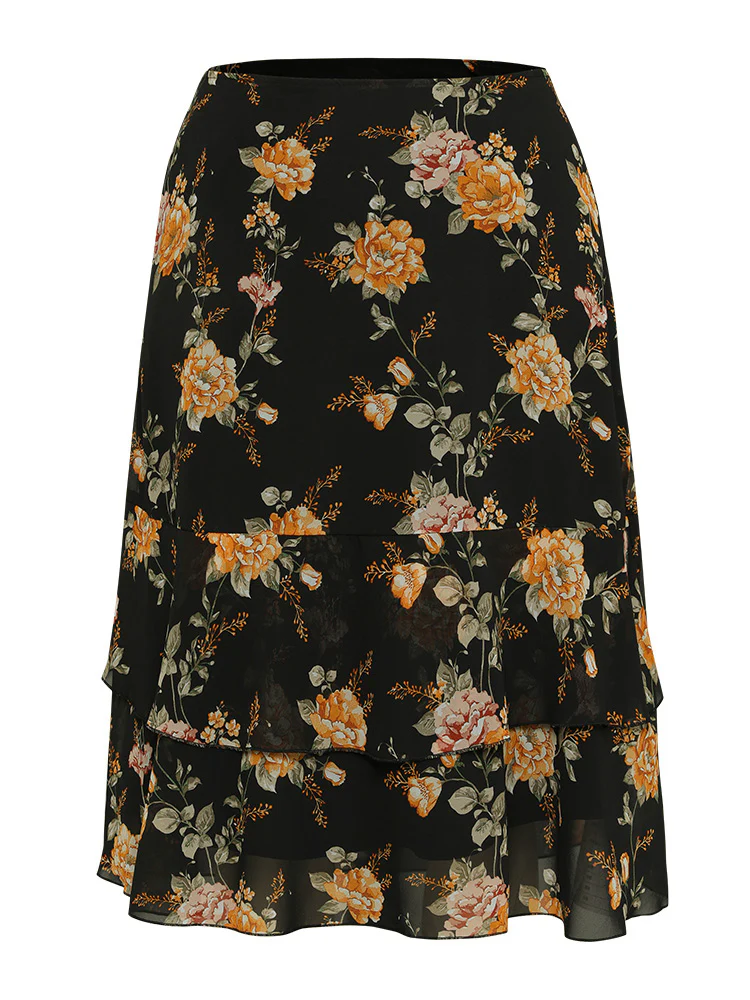 Floral Printed Flutter Layered Skirt - Image 9