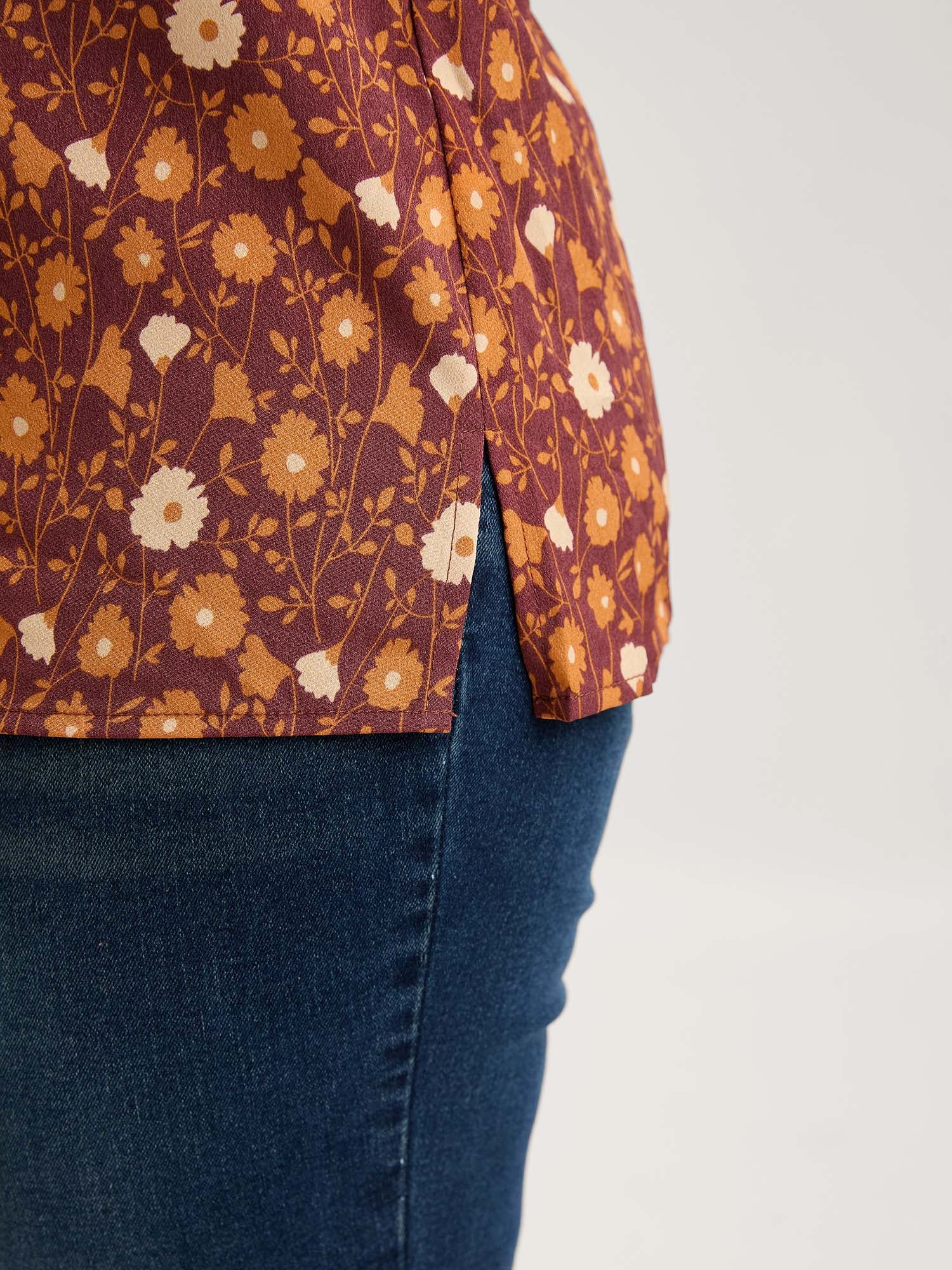 Floral Printed Layered Ruffled Sleeve Blouse - Image 3
