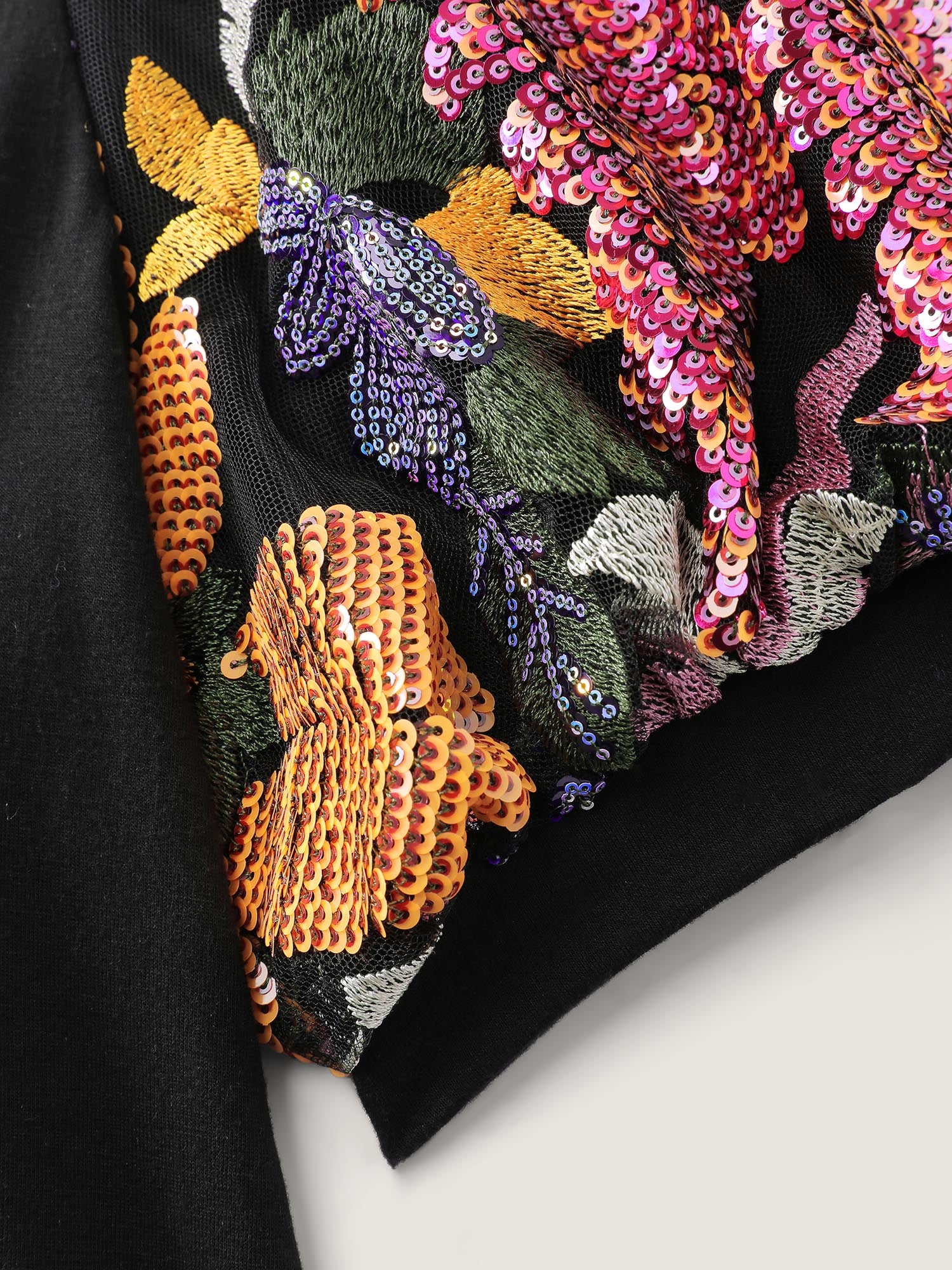 Floral Puffy Sleeve Color Contrast T-Shirt - Image 6