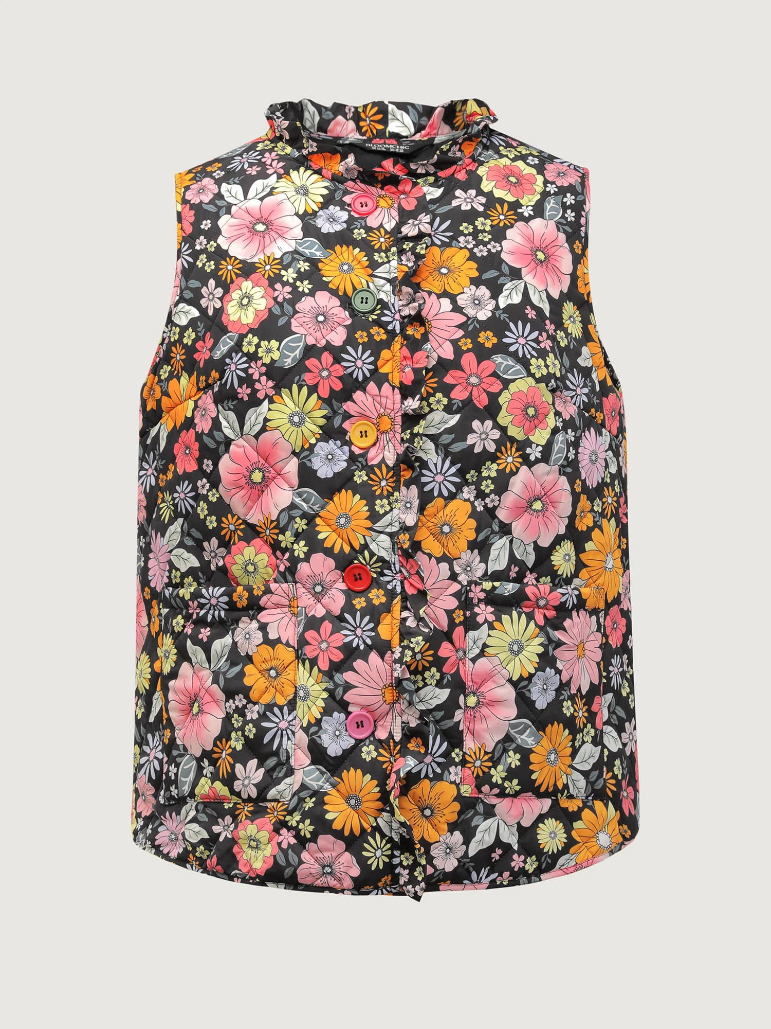Floral Quilted Cotton Ruffled Neck Vest - Image 8
