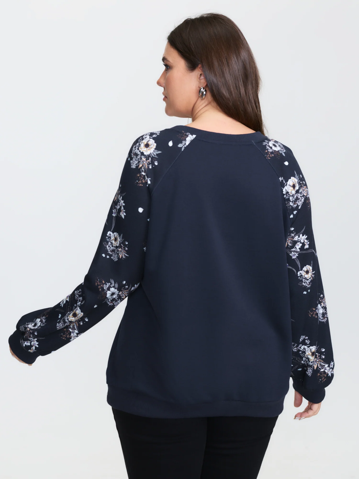 Floral Raglan Sleeve Plain Sweatshirt - Image 4
