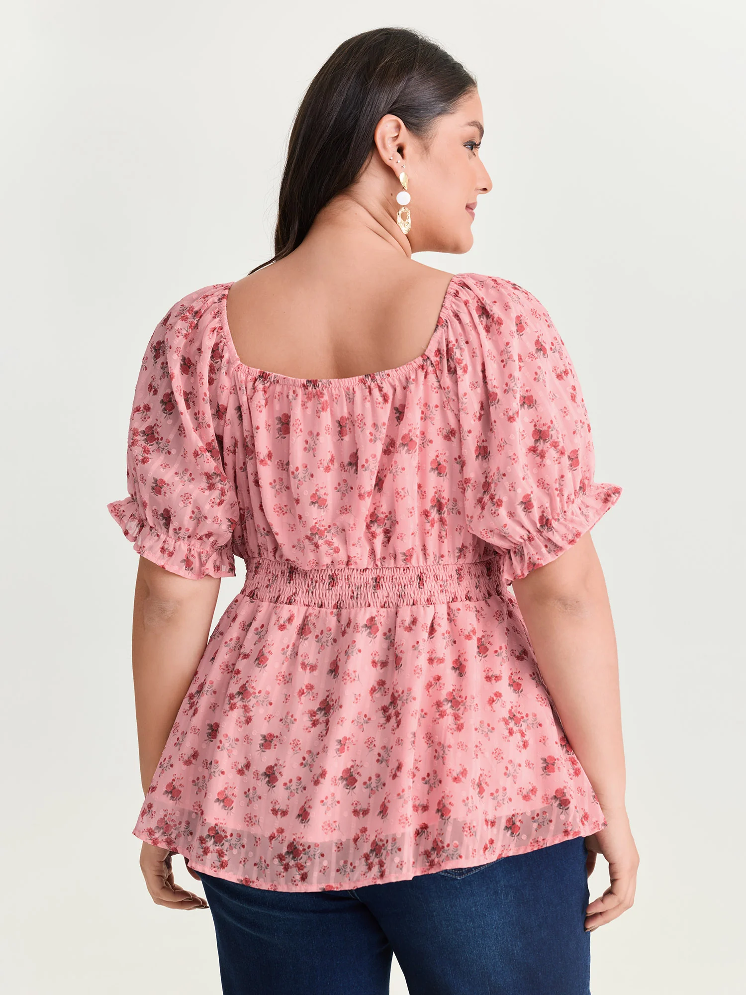 Floral Romance Bust-Friendly Shirred Blouse - Image 4