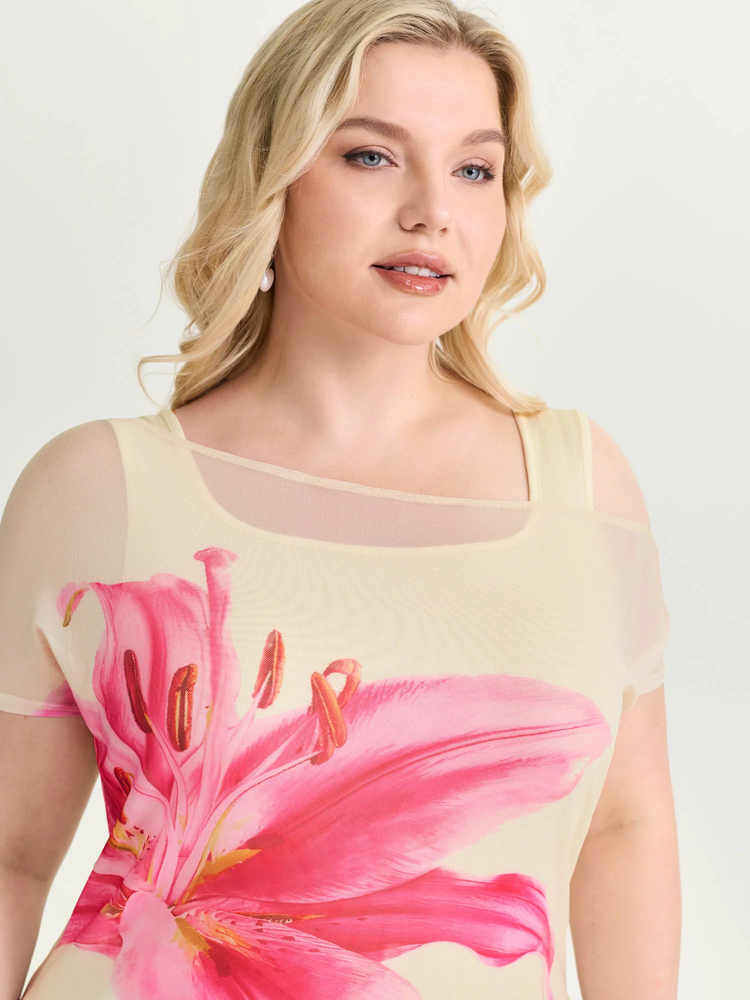 Floral Romance Mesh Layered Knit Top - Image 2