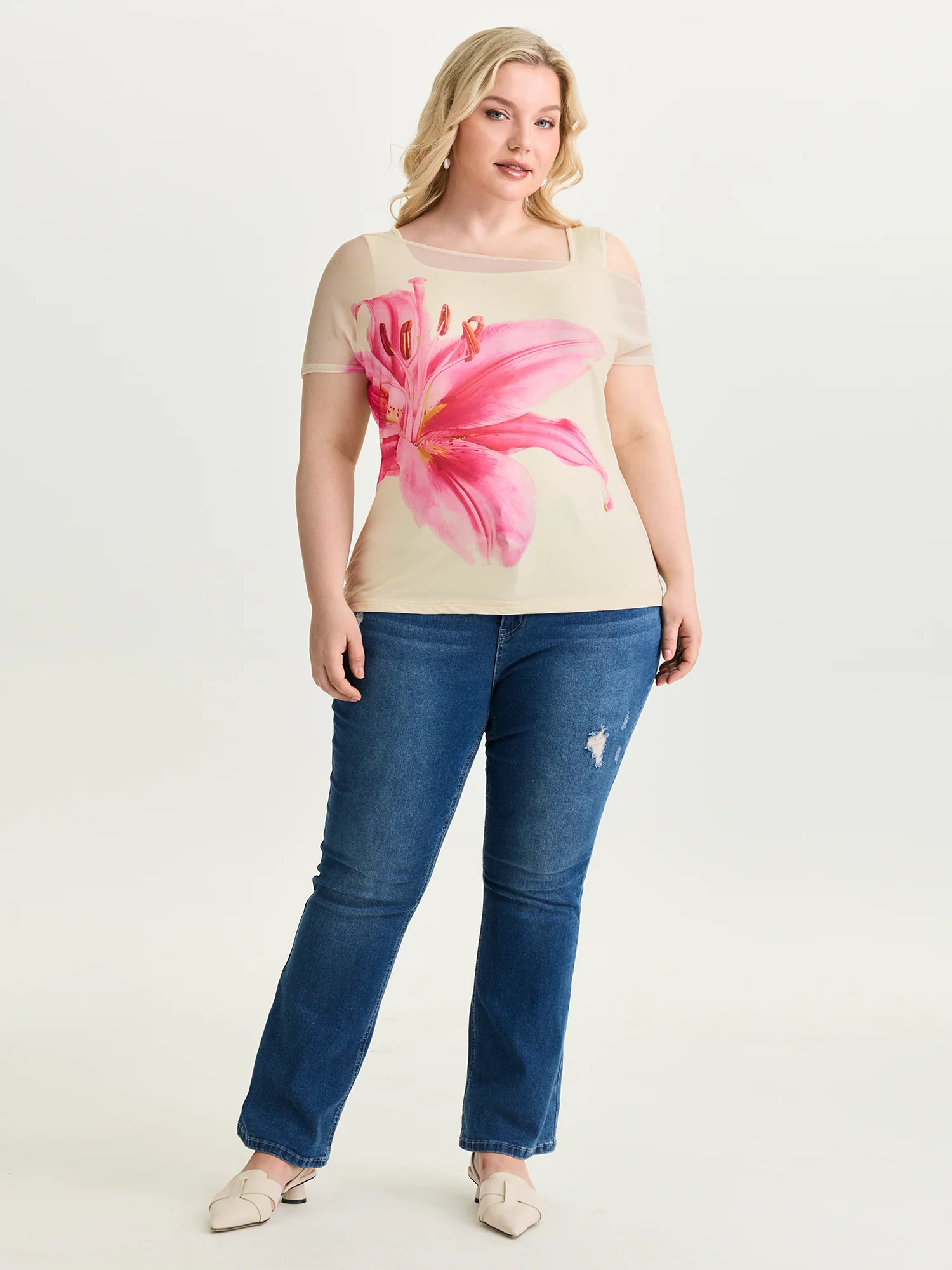 Floral Romance Mesh Layered Knit Top - Image 3