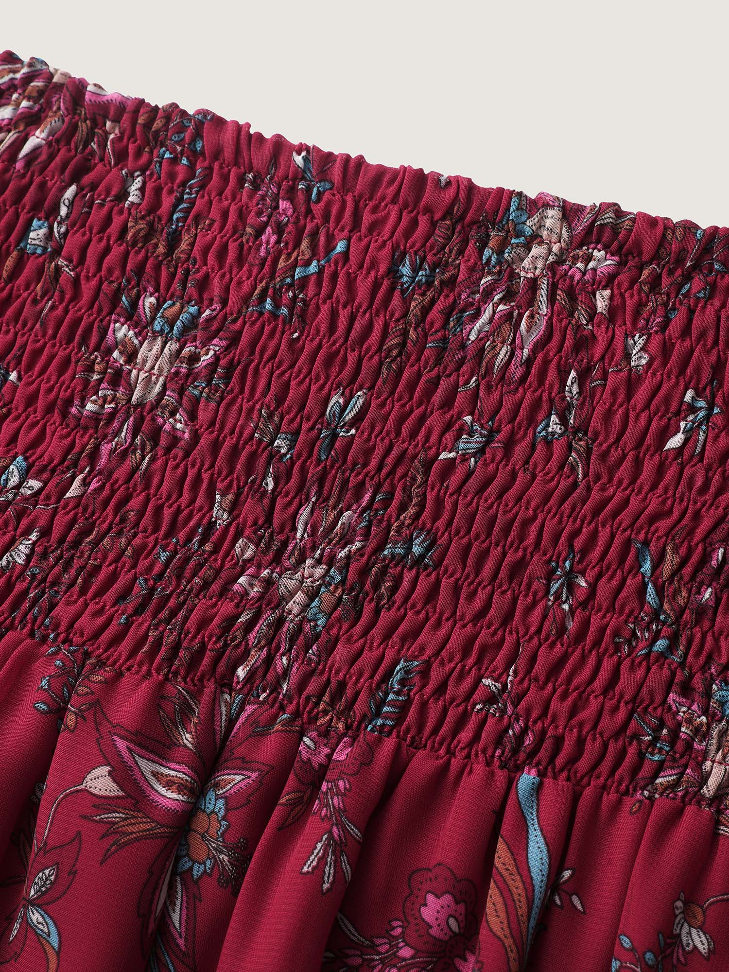Floral Romance Shirred A-Line Midi Skirt - Image 7