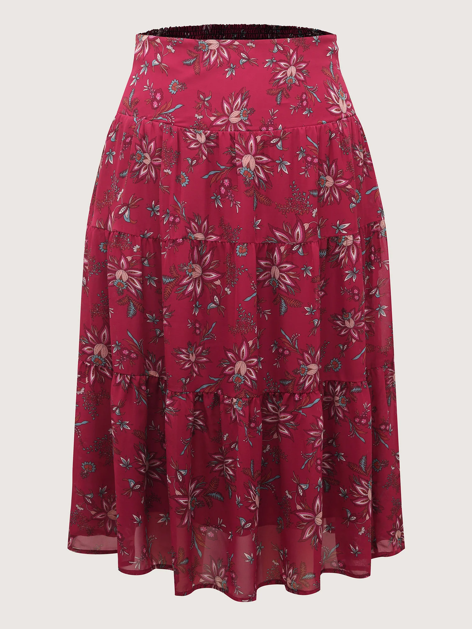 Floral Romance Shirred A-Line Midi Skirt - Image 8