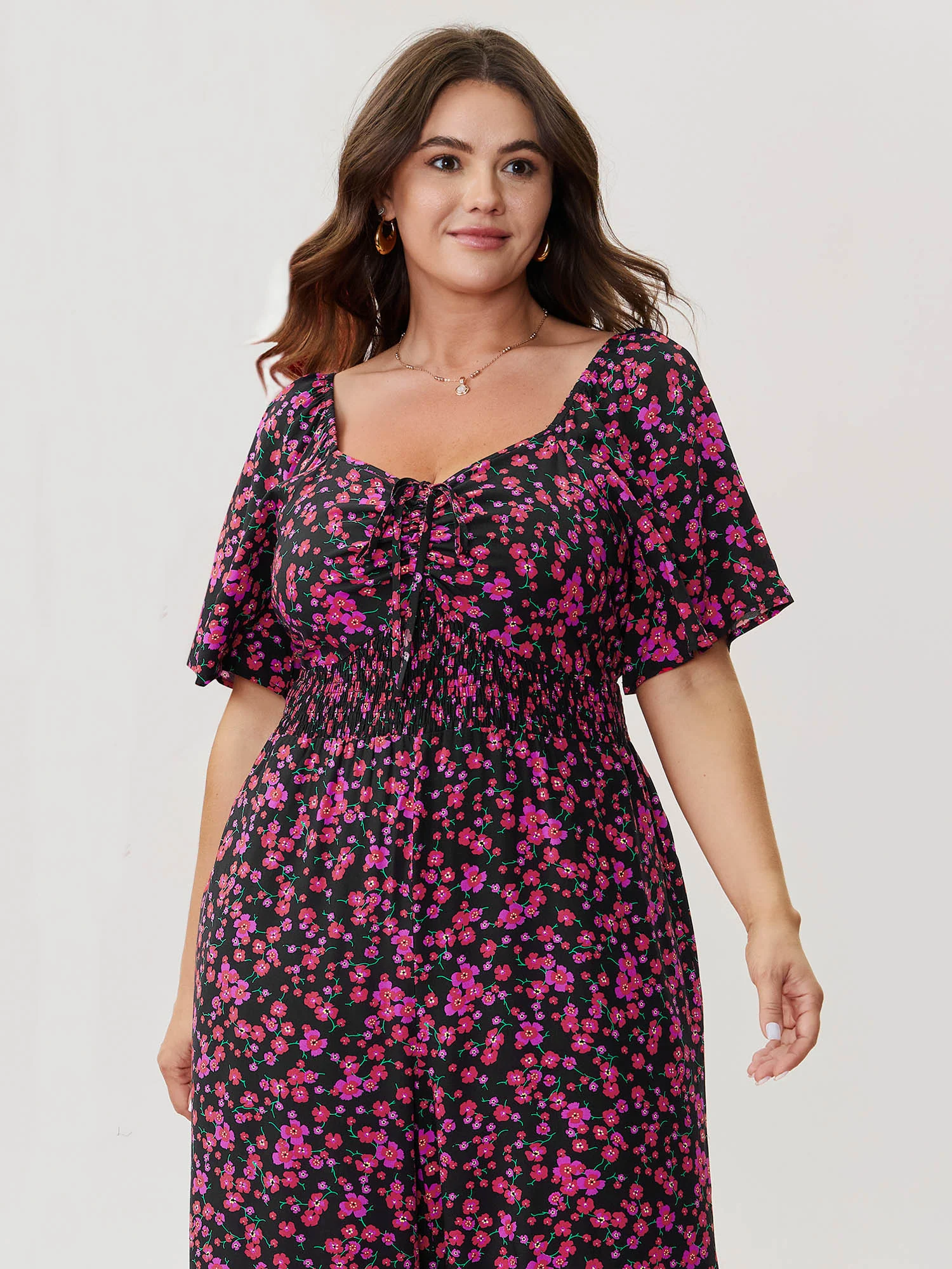 Floral Romance Shirred Waist Jumpsuit - Image 2